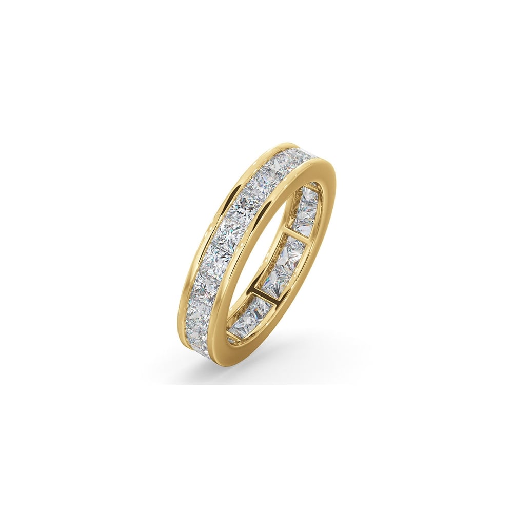 18ct White Gold Channel Set Princess Cut Full Eternity Ring Diamond 3.00ct G VS