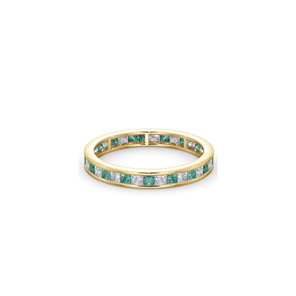 18ct Yellow Gold Channel Set Princess Cut Full Eternity Ring Diamond 0.50ct Em 0.65ct G VS