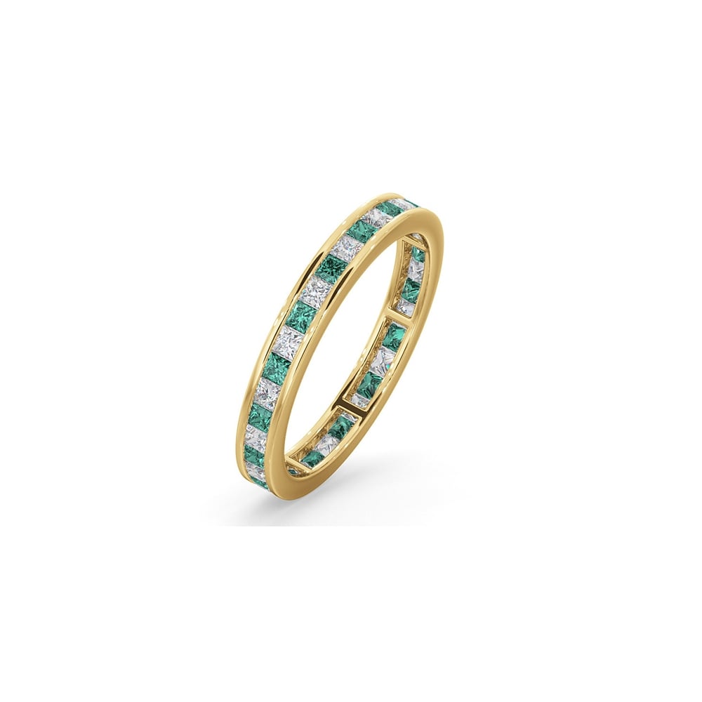 18ct Yellow Gold Channel Set Princess Cut Full Eternity Ring Diamond 0.50ct Em 0.65ct H Si