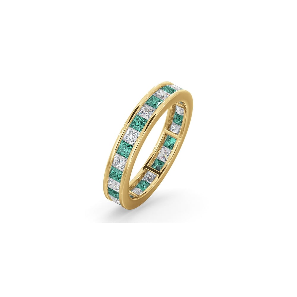 18ct Yellow Gold Channel Set Princess Cut Full Eternity Ring Diamond 1.00ct Em 1.20ct H Si