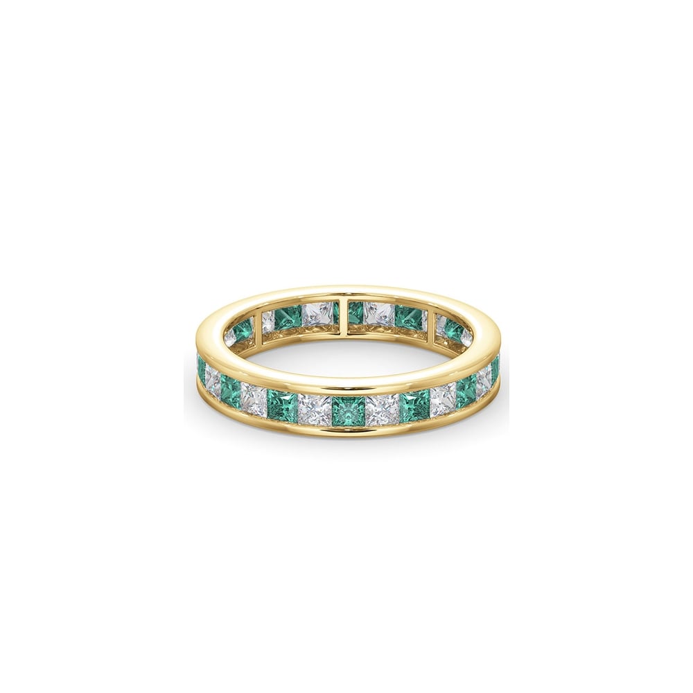 18ct Yellow Gold Channel Set Princess Cut Full Eternity Ring Diamond 1.00ct Em 1.20ct H Si