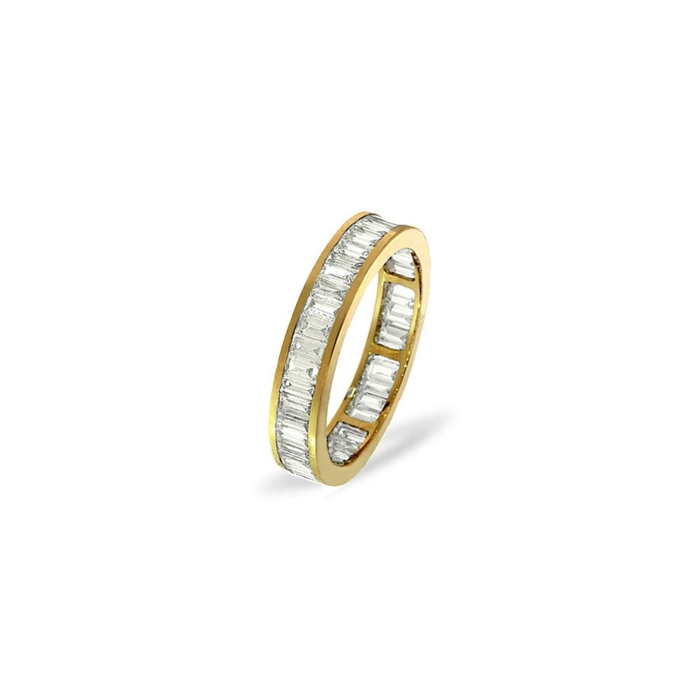 18ct Yellow Gold Channel Set Full Eternity Ring Baguette Diamond 1.00ct H Si