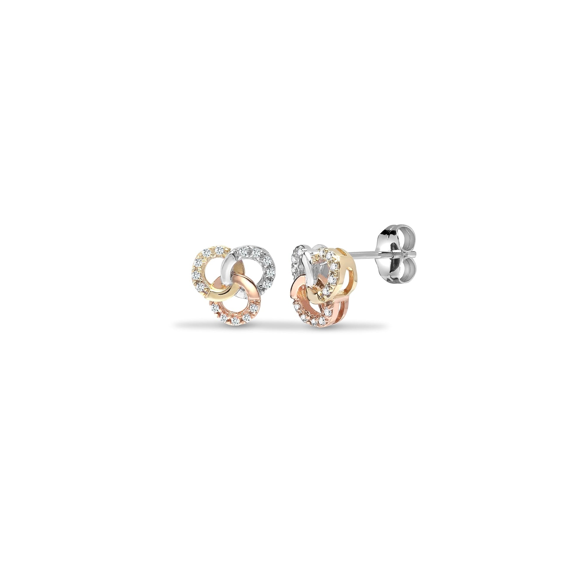 9ct 3 Colour 9pts Diamond Stud Earrings