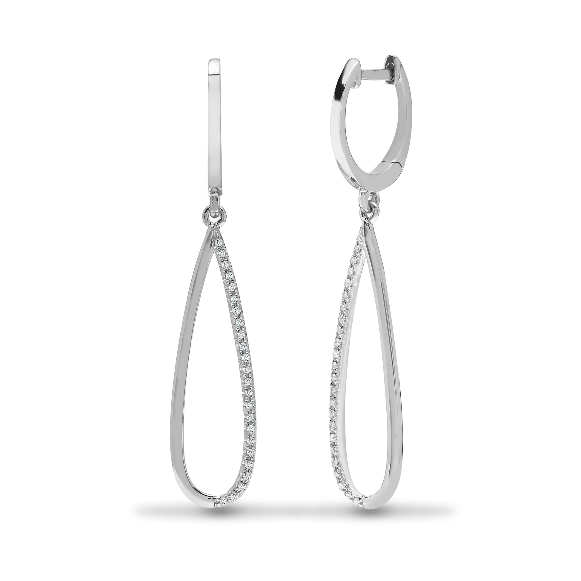 9ct White Gold 14pts Drop Earrings