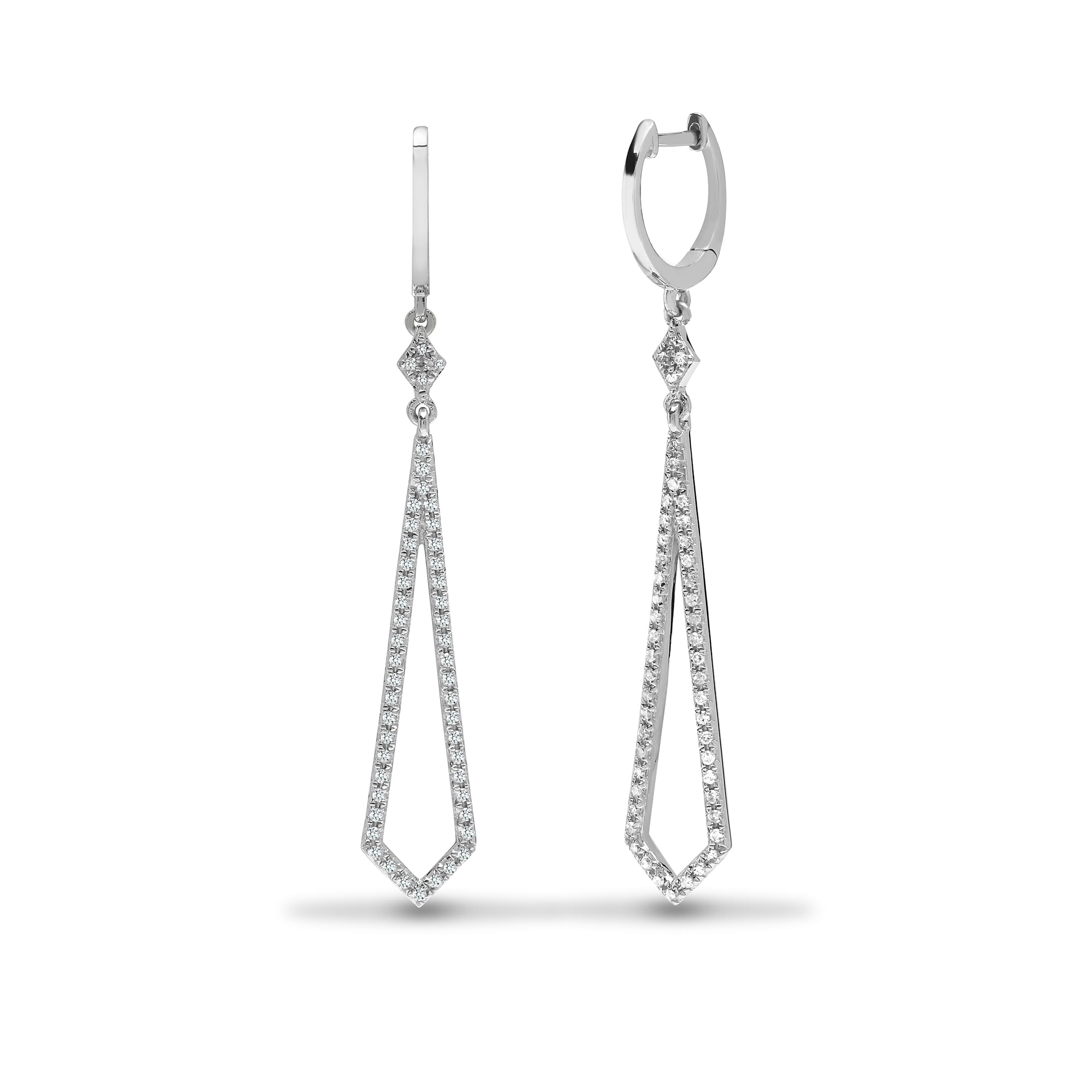 9ct White Gold 28pts Drop Earrings