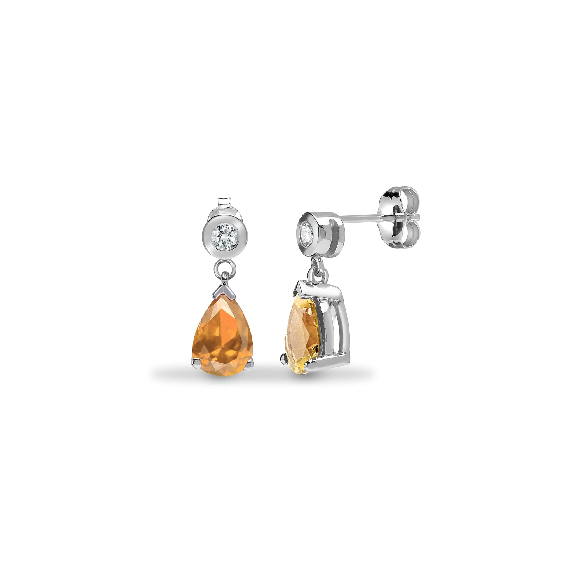 9ct White Diamond-8pts Morganite-1.40ct Drop Earrings