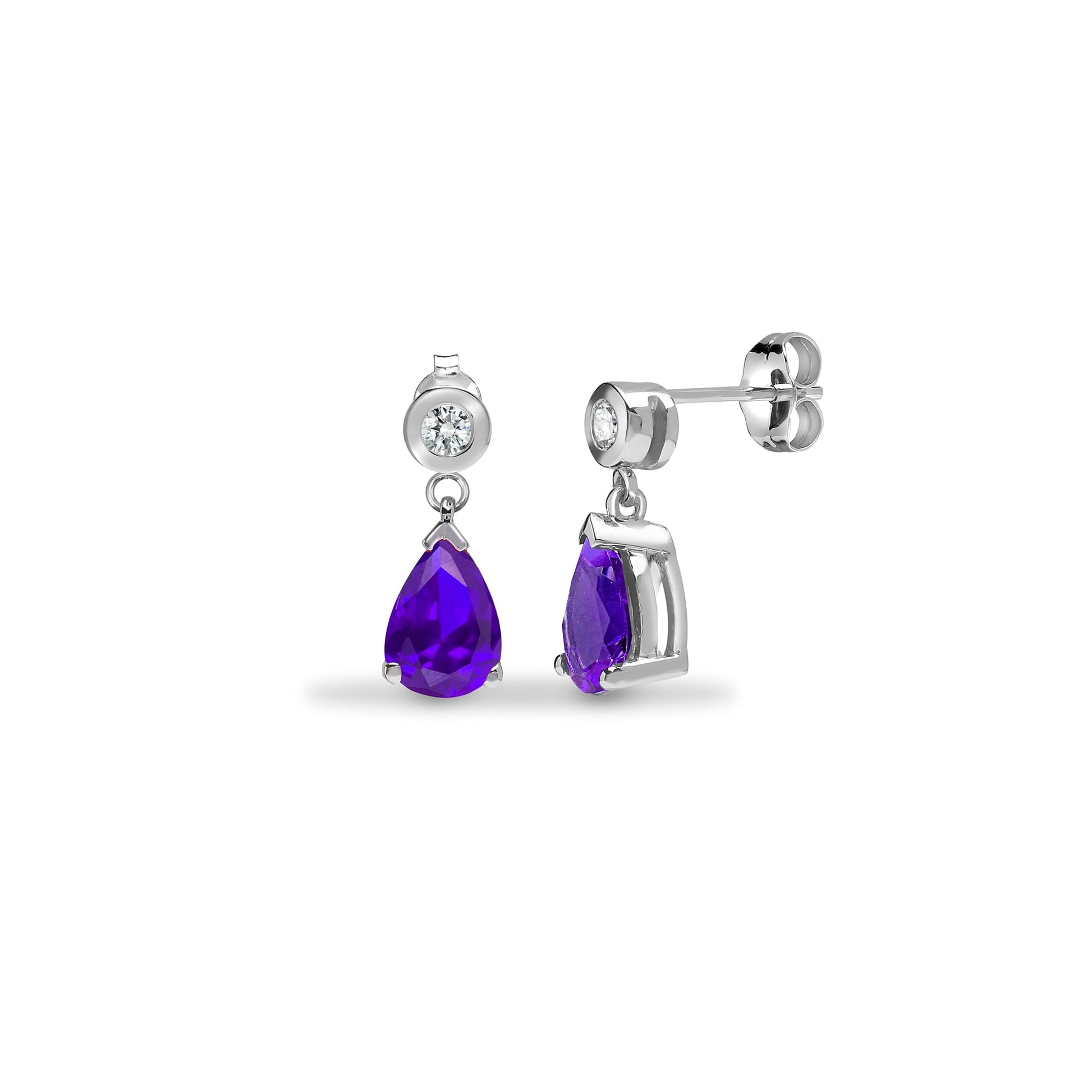 9ct White Diamond-8pts Tanzanite-1.20ct Drop Earrings