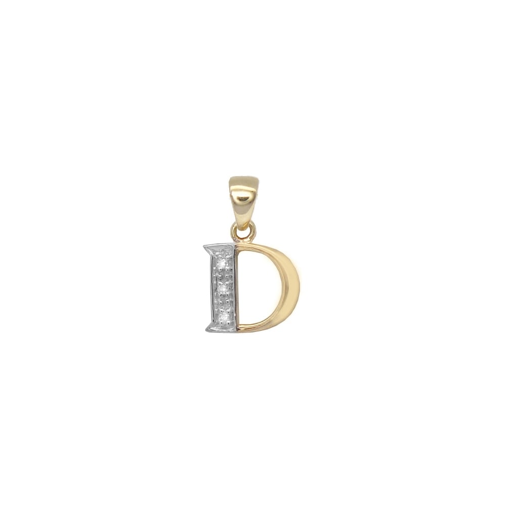 9ct Yellow Gold Diamond Initial Pendants
