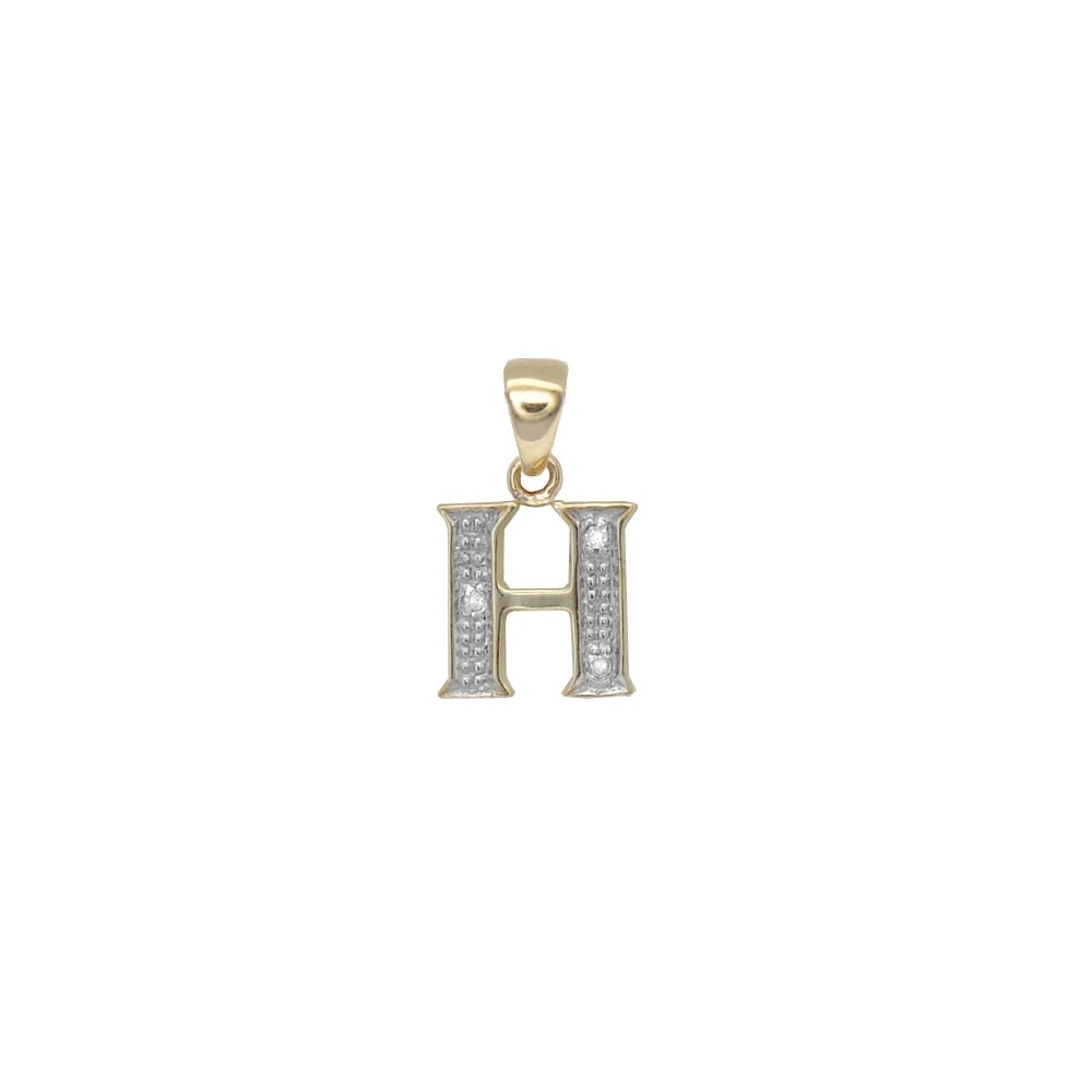 9ct Yellow Gold Diamond Initial Pendants