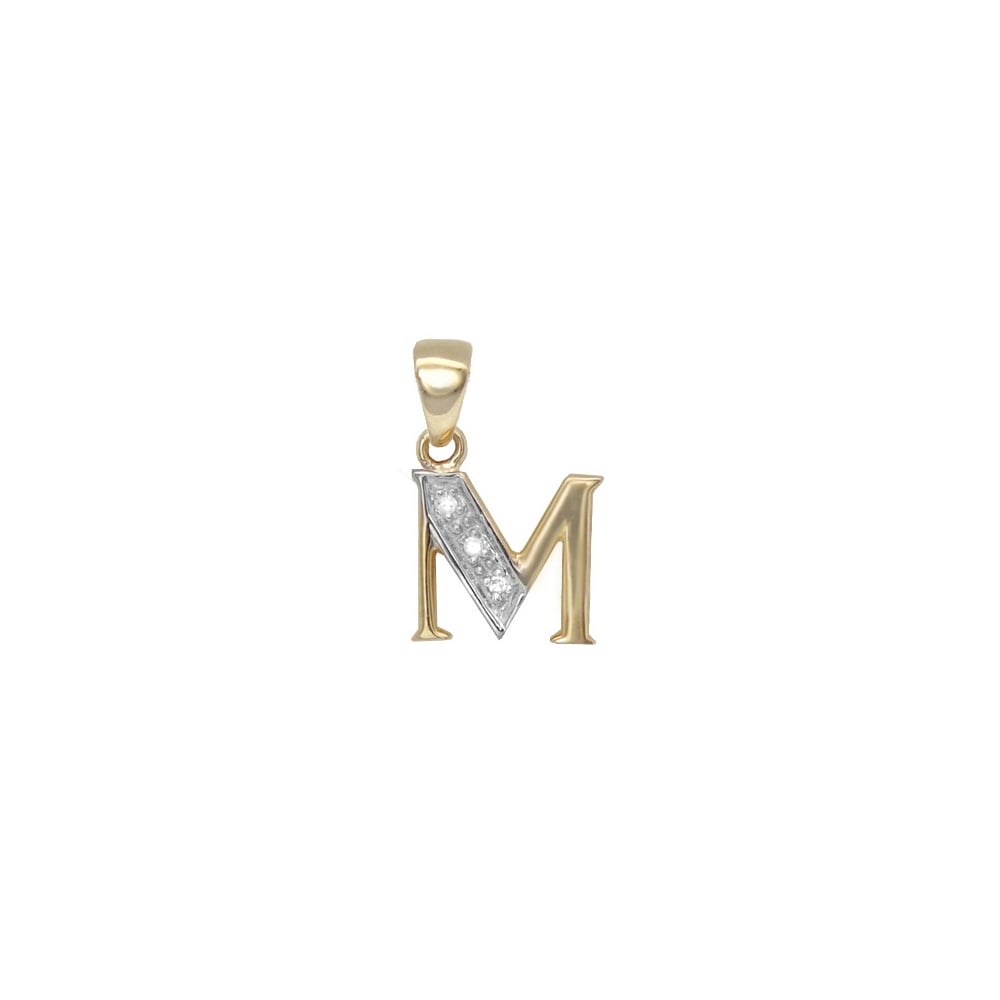 9ct Yellow Gold Diamond Initial Pendants