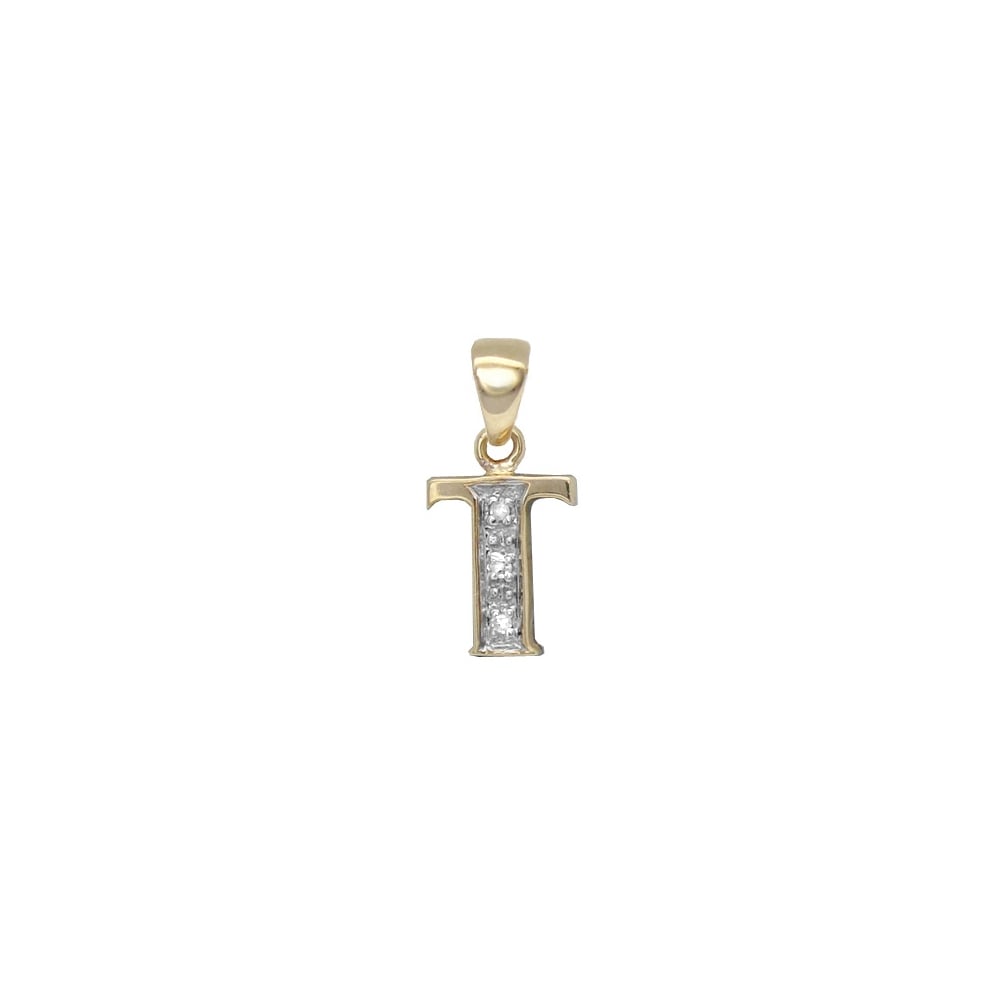9ct Yellow Gold Diamond Initial Pendants