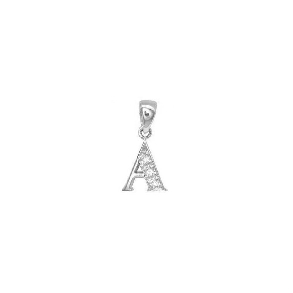 9ct White Gold Diamond Initial Pendants