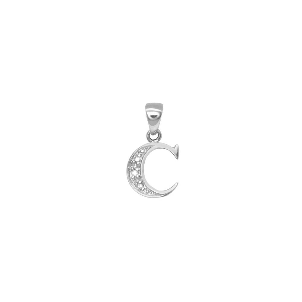 9ct White Gold Diamond Initial Pendants