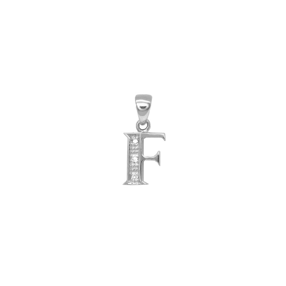 9ct White Gold Diamond Initial Pendants
