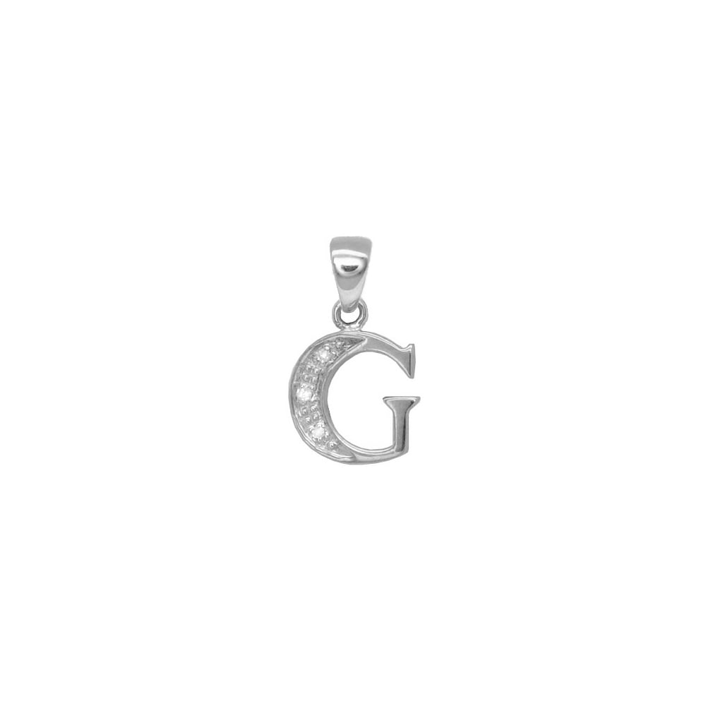 9ct White Gold Diamond Initial Pendants