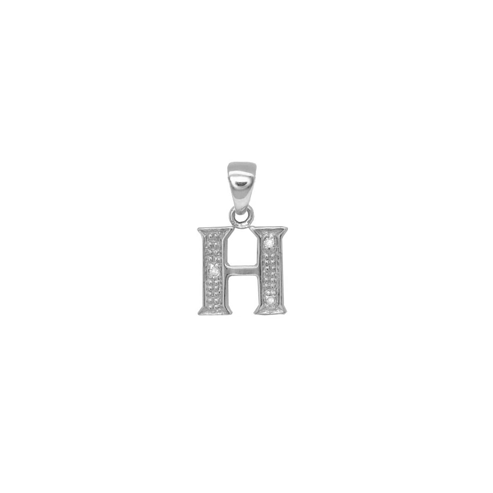 9ct White Gold Diamond Initial Pendants