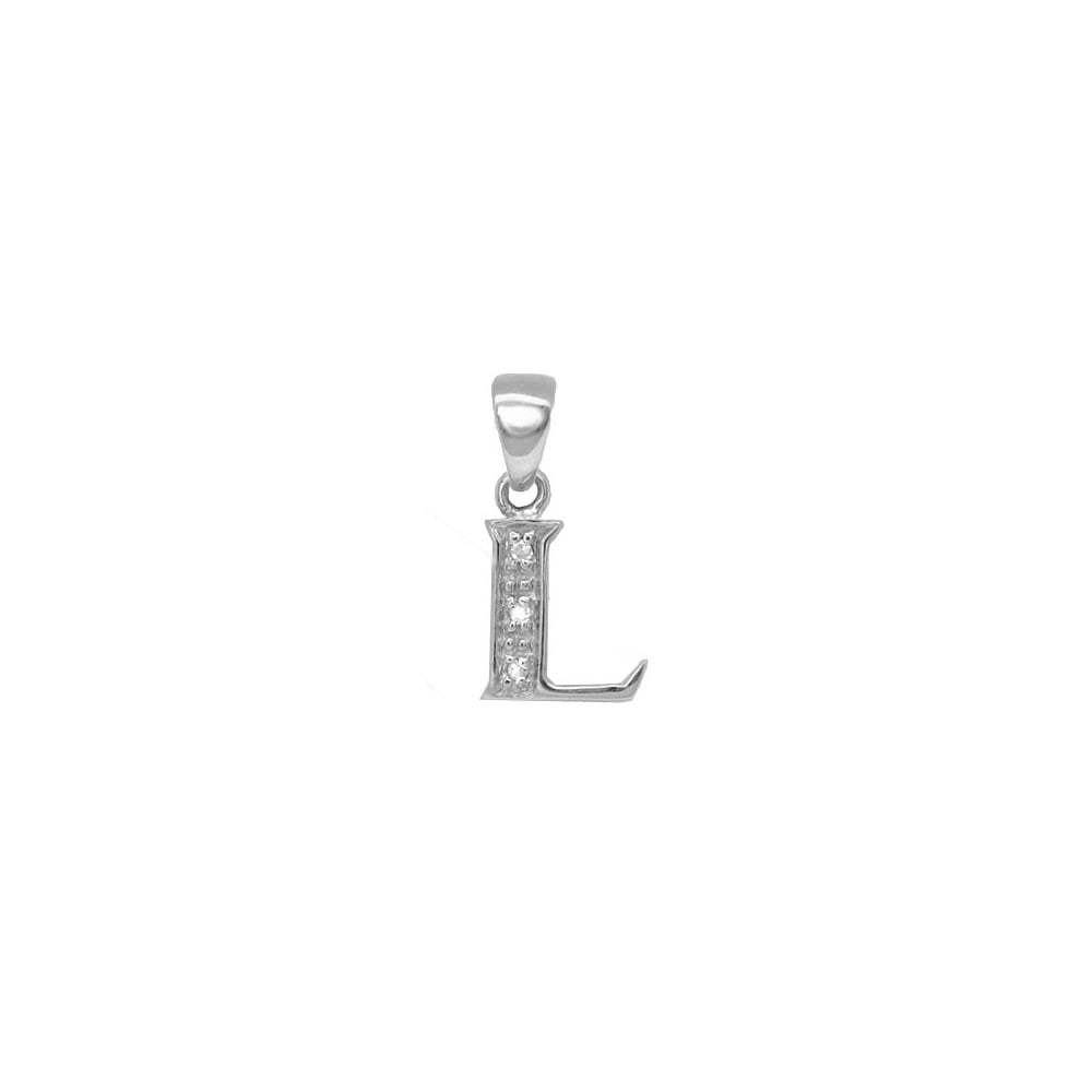 9ct White Gold Diamond Initial Pendants