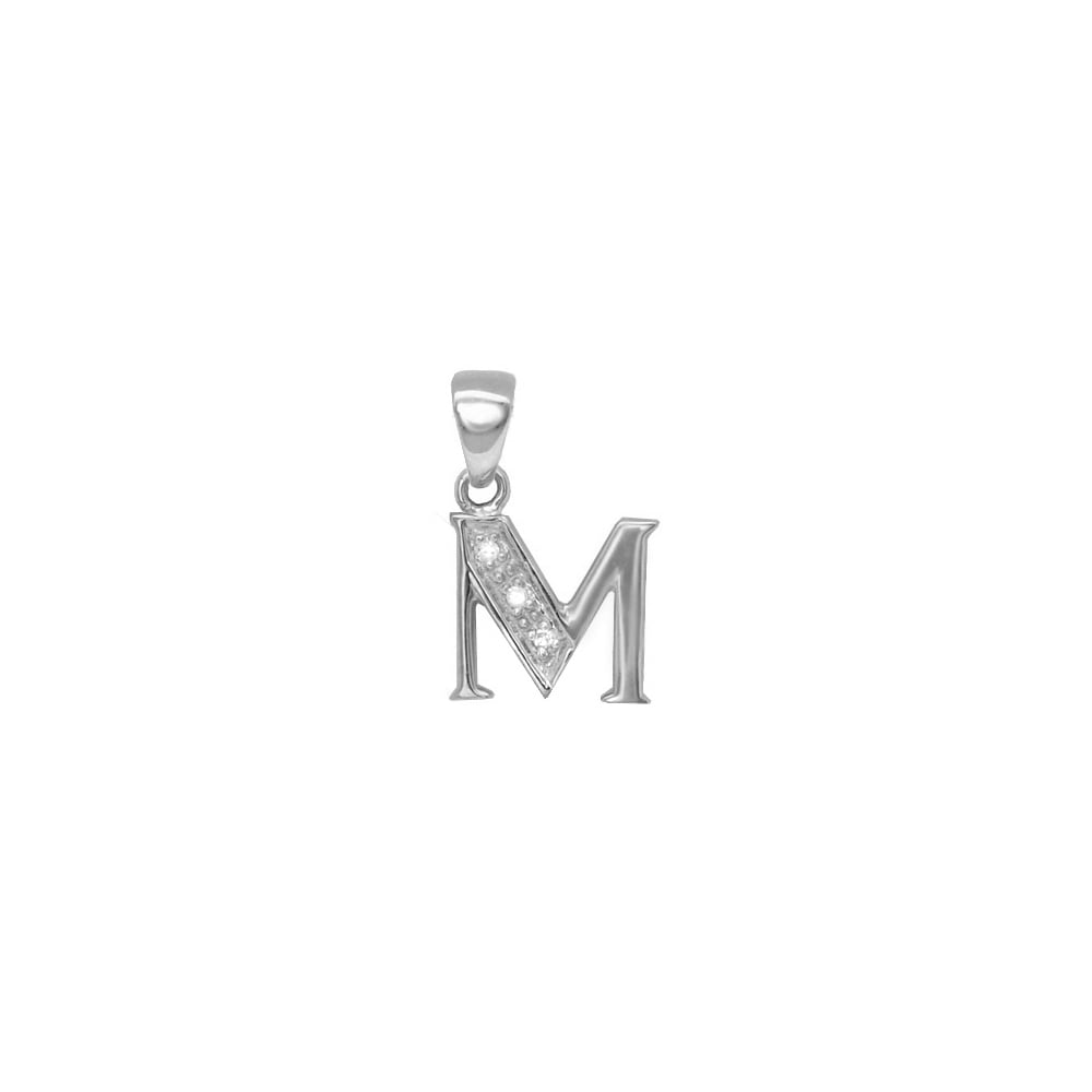 9ct White Gold Diamond Initial Pendants