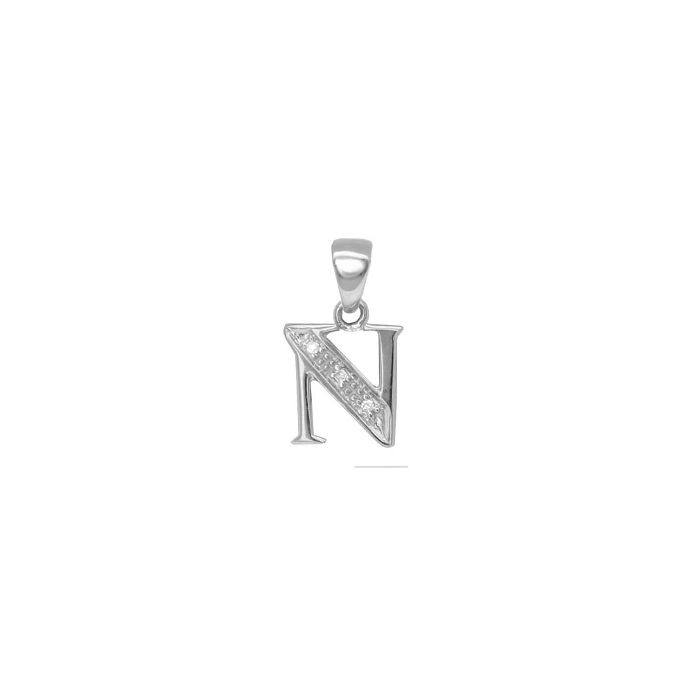 9ct White Gold Diamond Initial Pendants