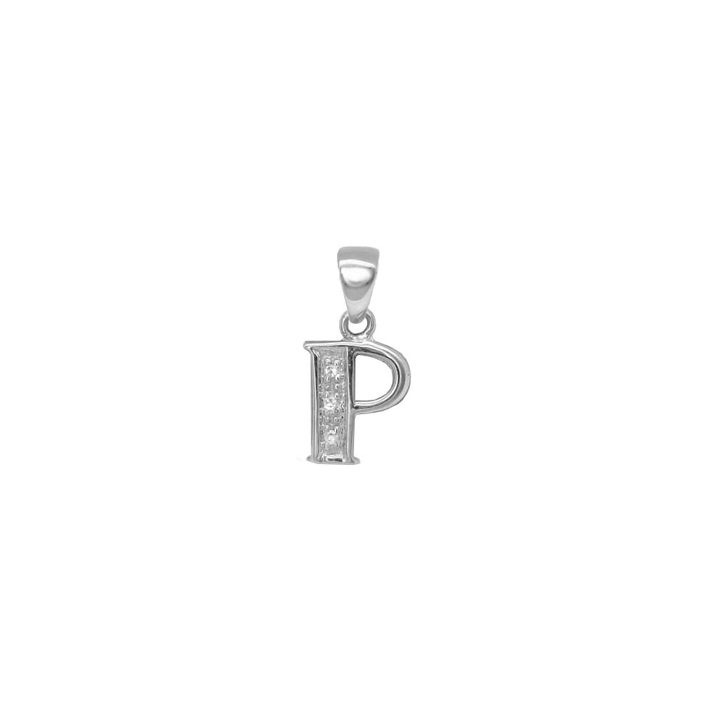 9ct White Gold Diamond Initial Pendants