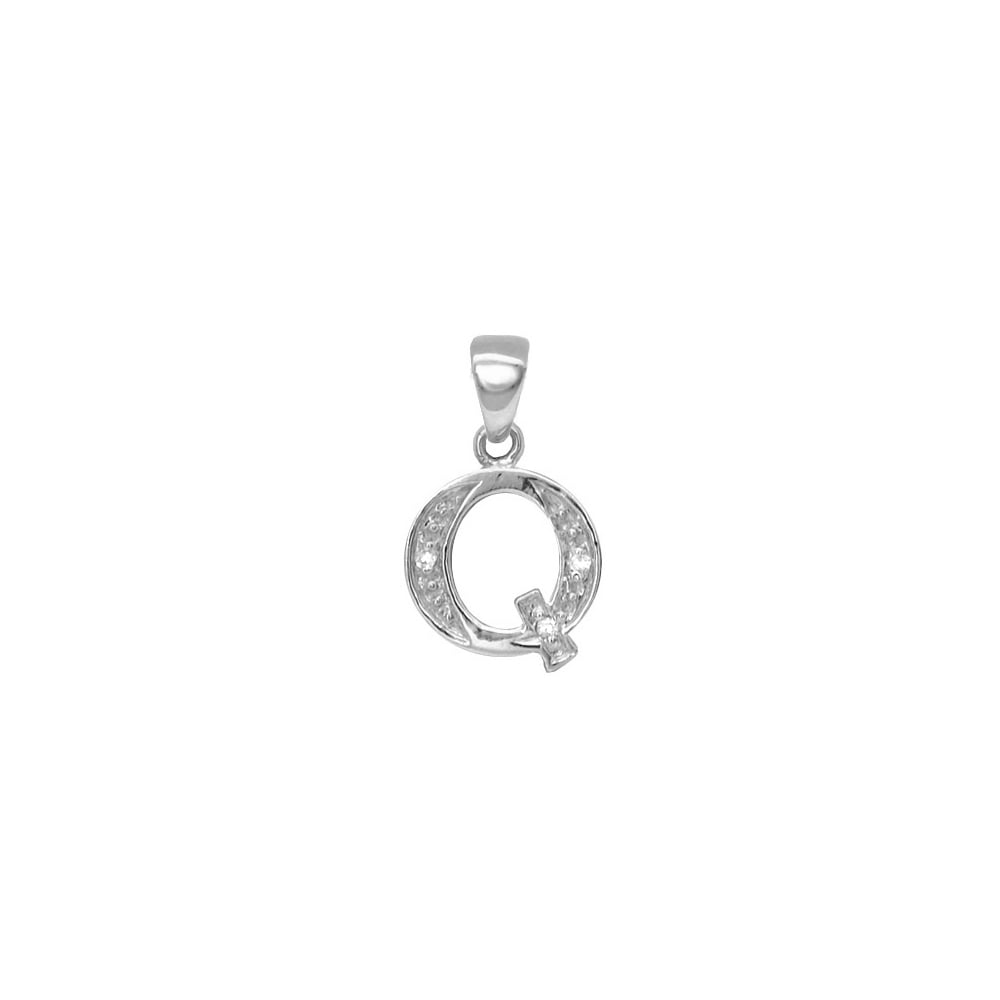 9ct White Gold Diamond Initial Pendants