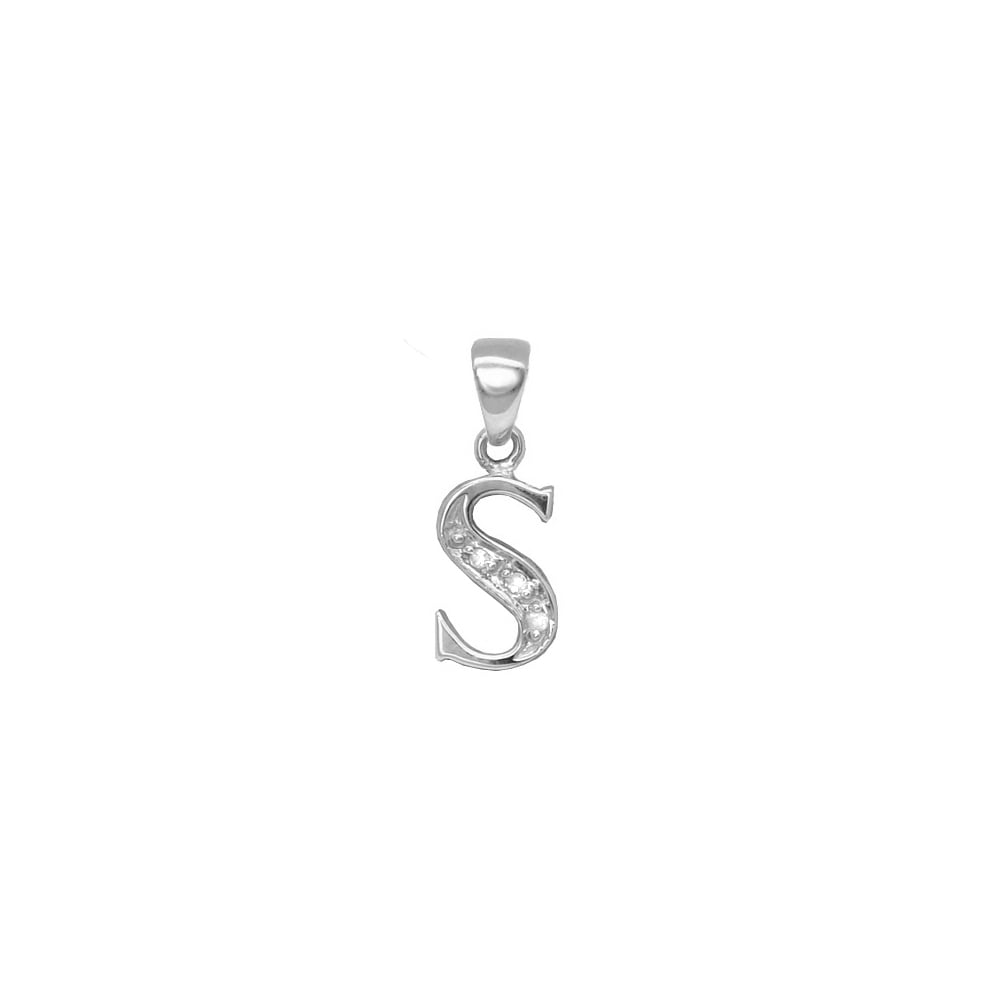 9ct White Gold Diamond Initial Pendants