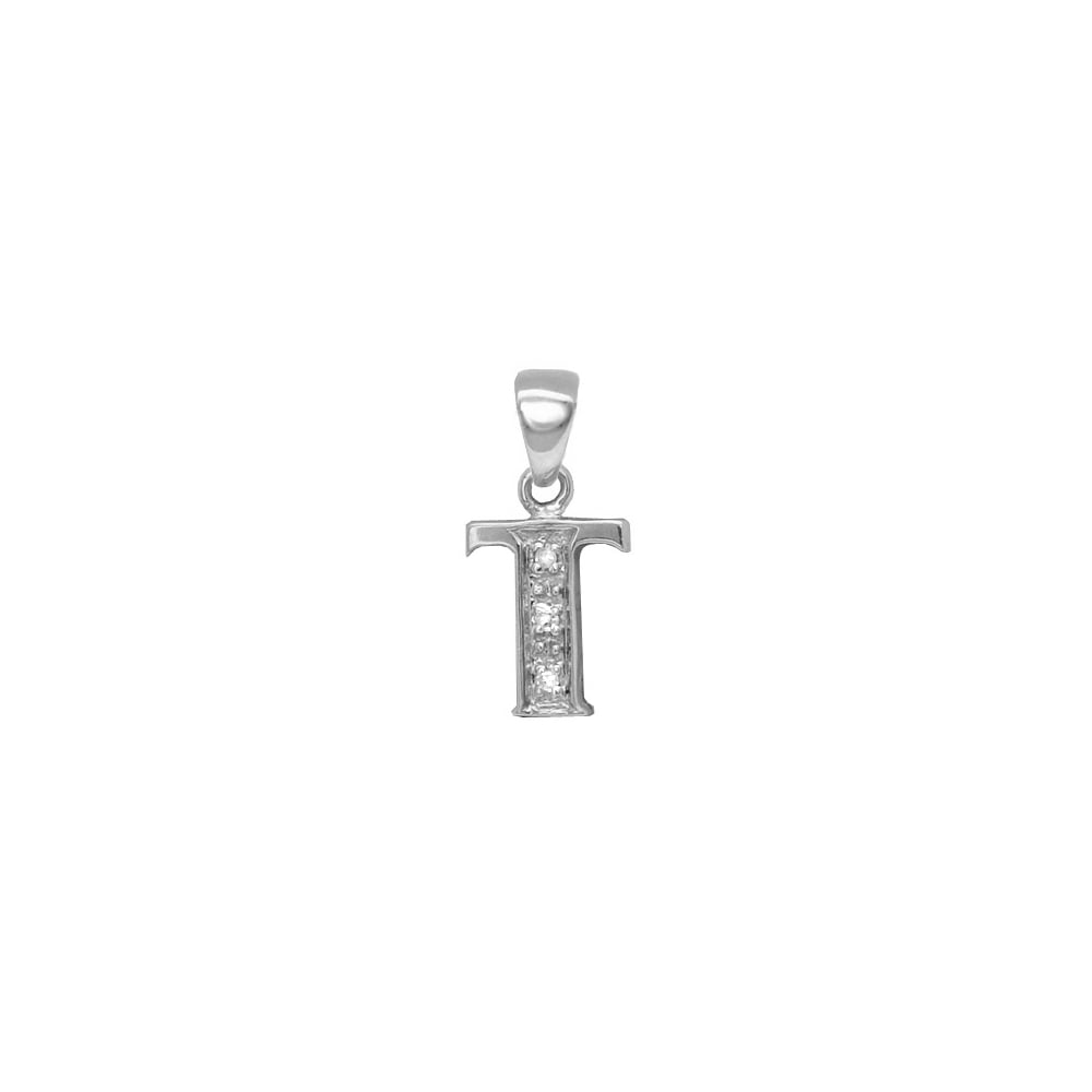9ct White Gold Diamond Initial Pendants