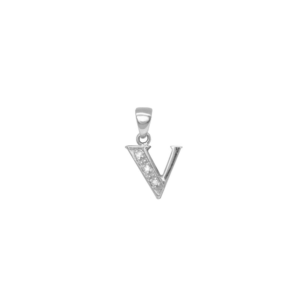 9ct White Gold Diamond Initial Pendants