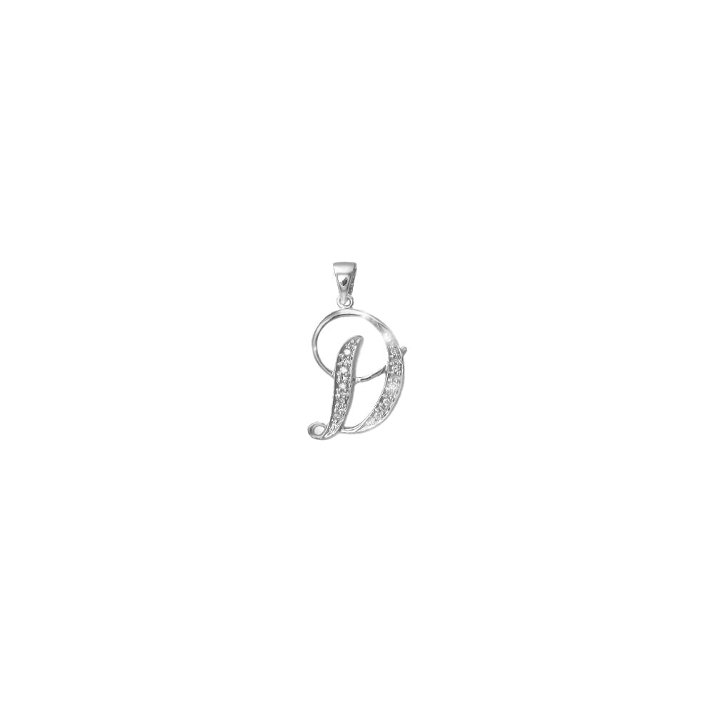 9ct White Gold 6pts Diamond Initial Pendant