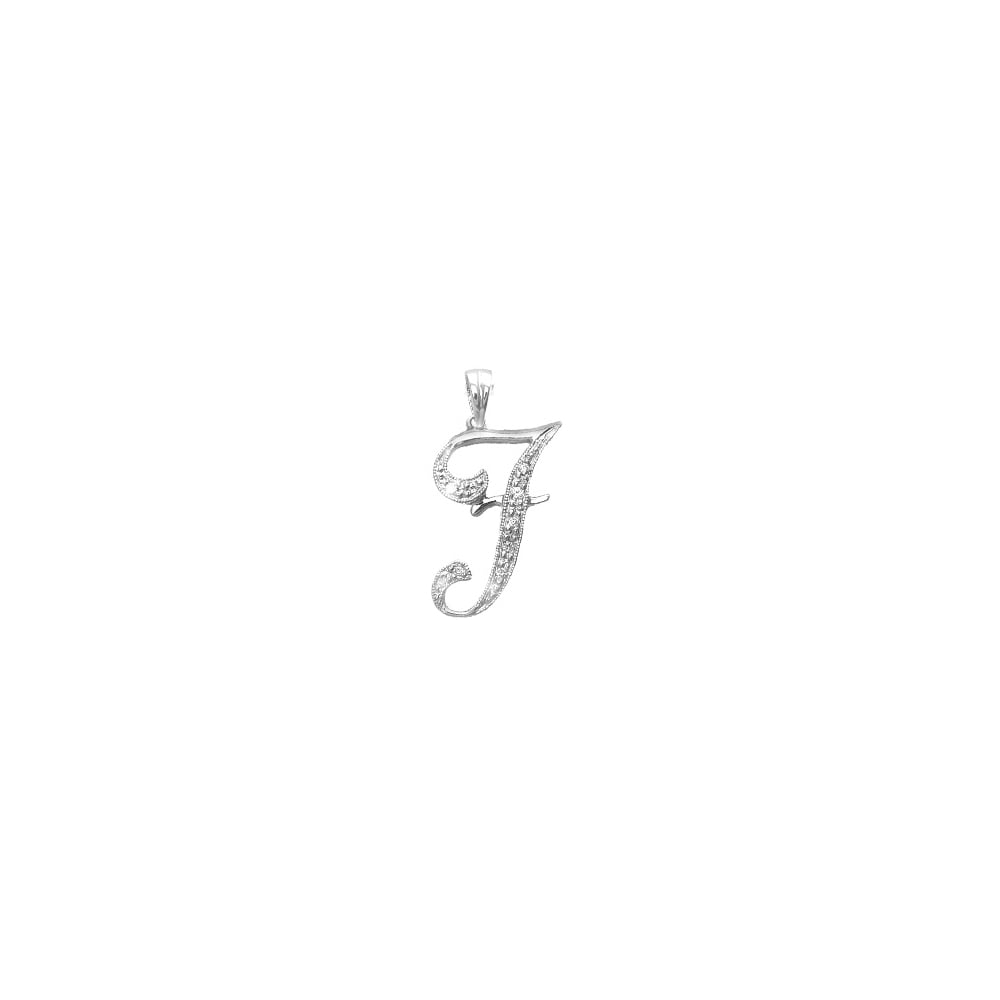9ct White Gold 5pts Diamond Initial Pendant