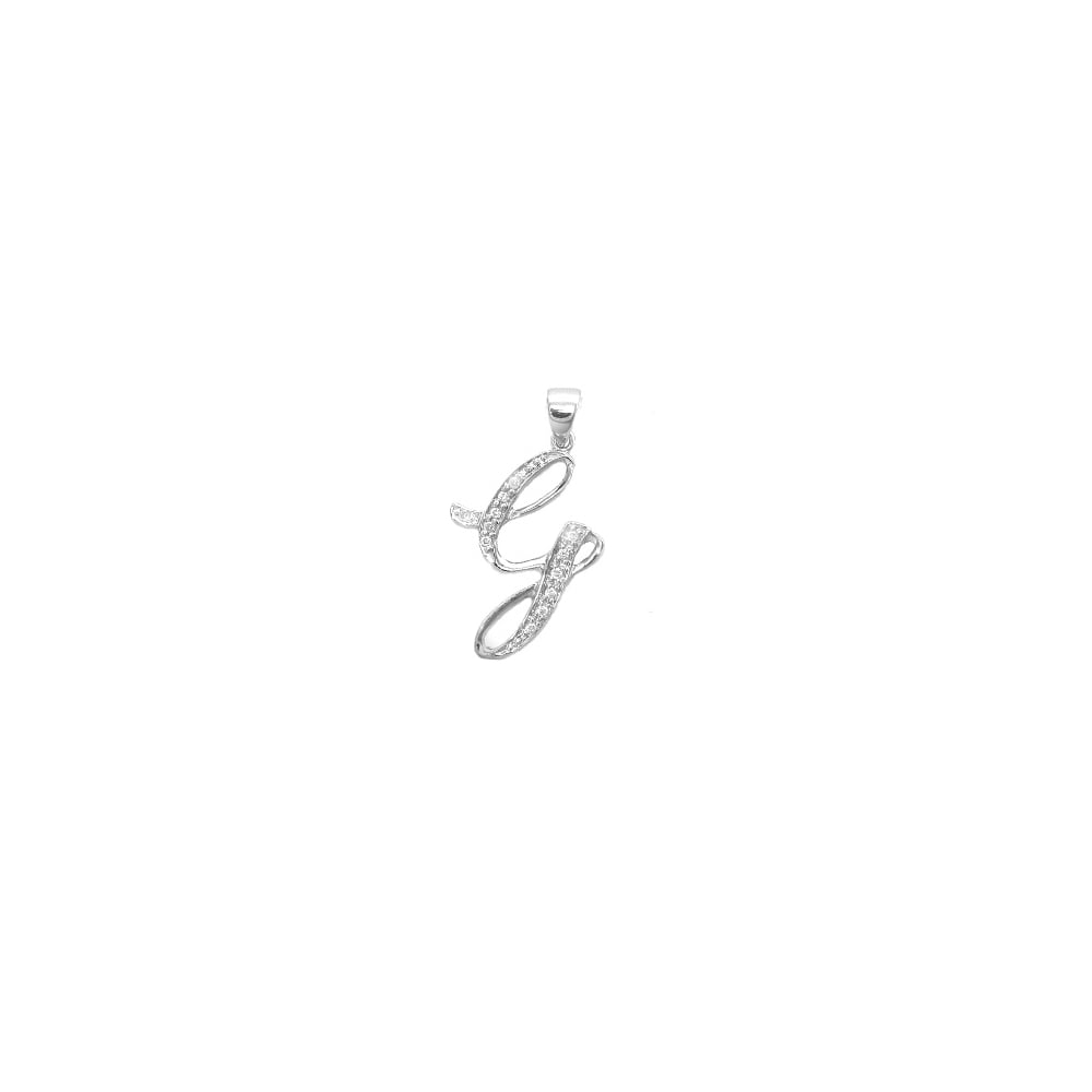 9ct White Gold 7pts Diamond Initial Pendant