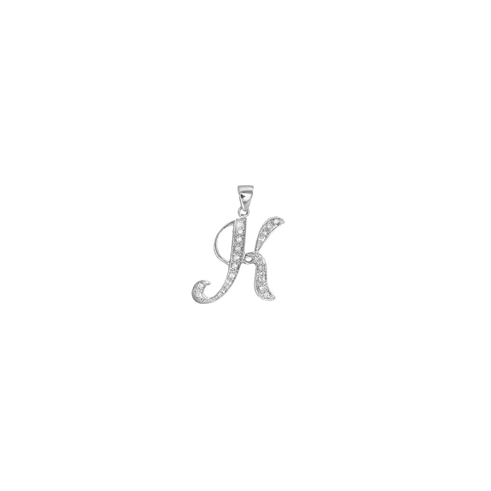 9ct White Gold 9pts Diamond Initial Pendant