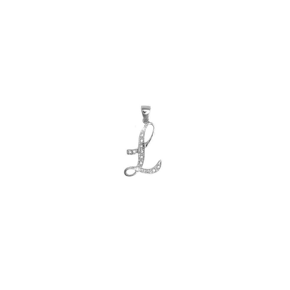 9ct White Gold 6pts Diamond Initial Pendant