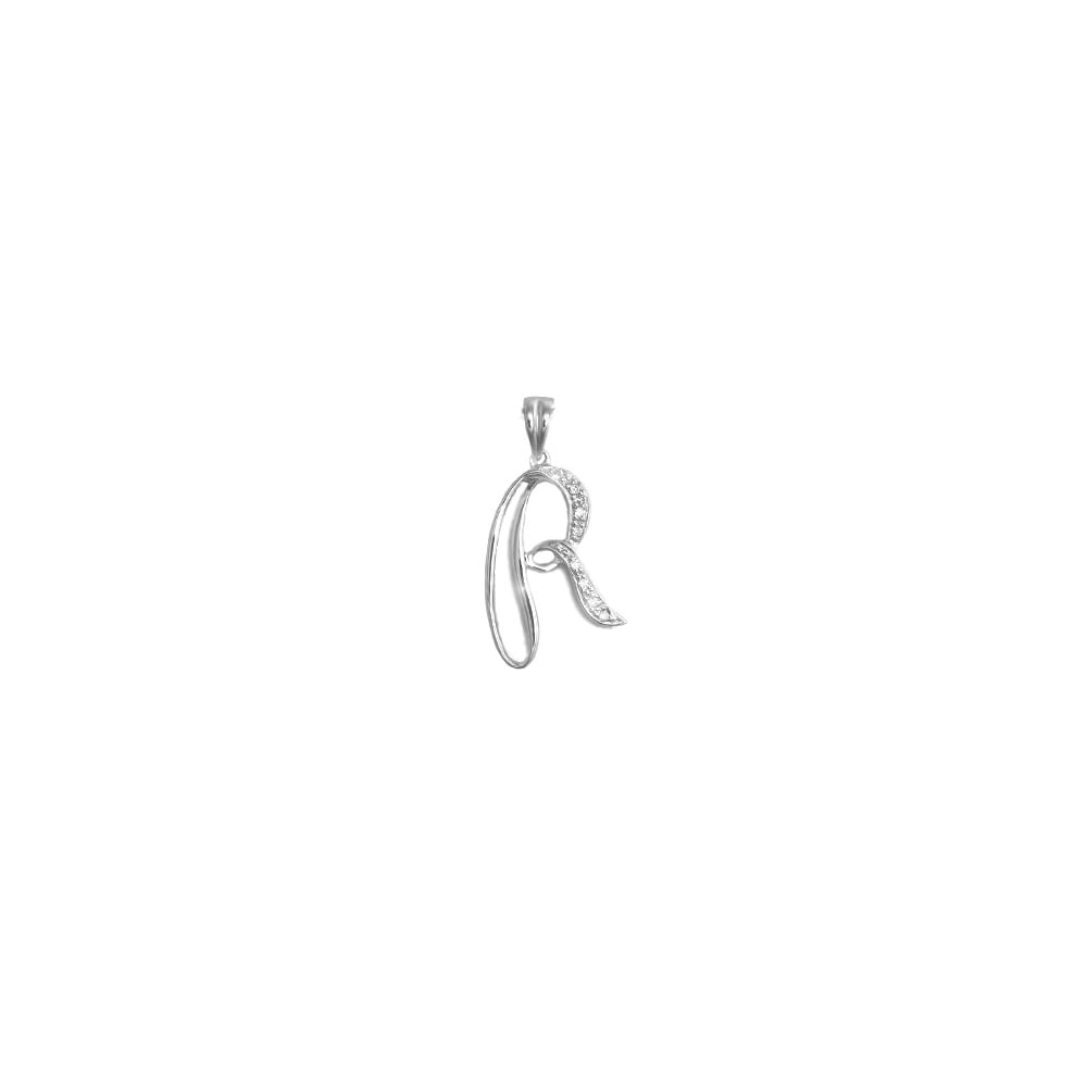 9ct White Gold 6pts Diamond Initial Pendant