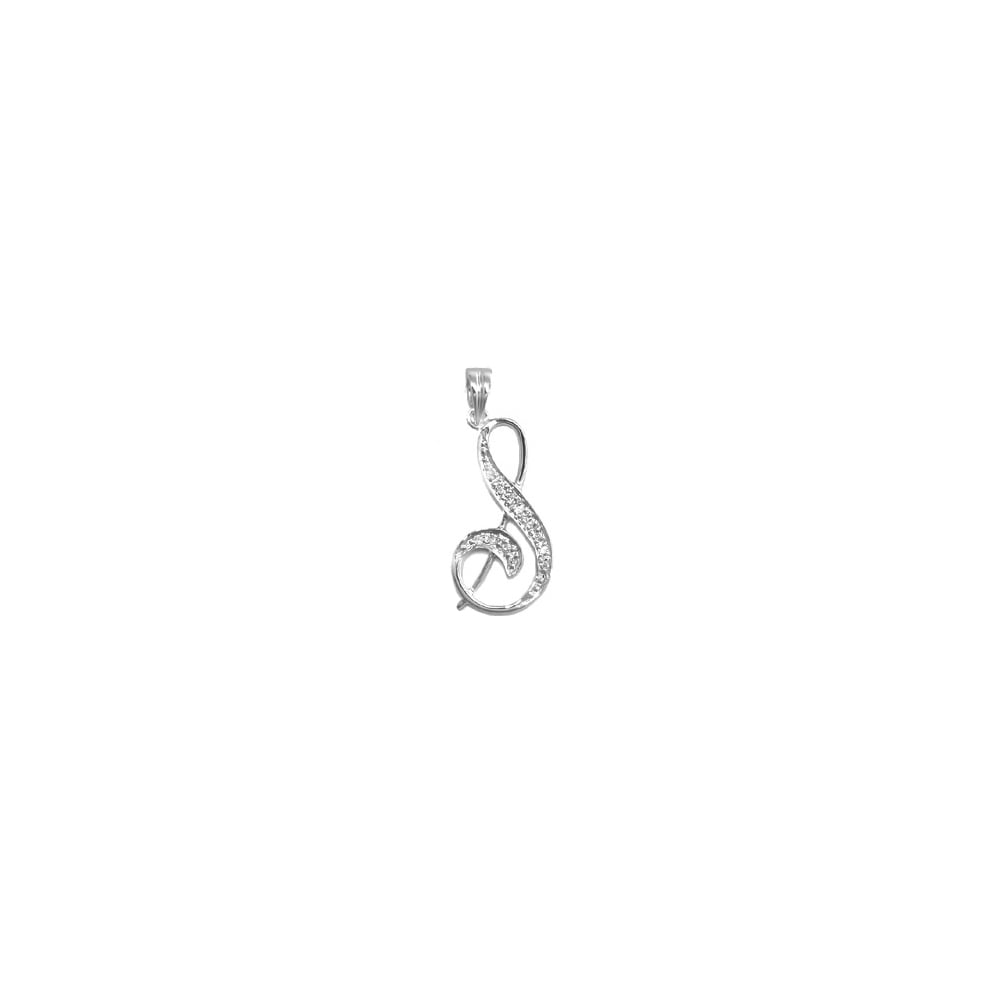 9ct White Gold 7pts Diamond Initial Pendant