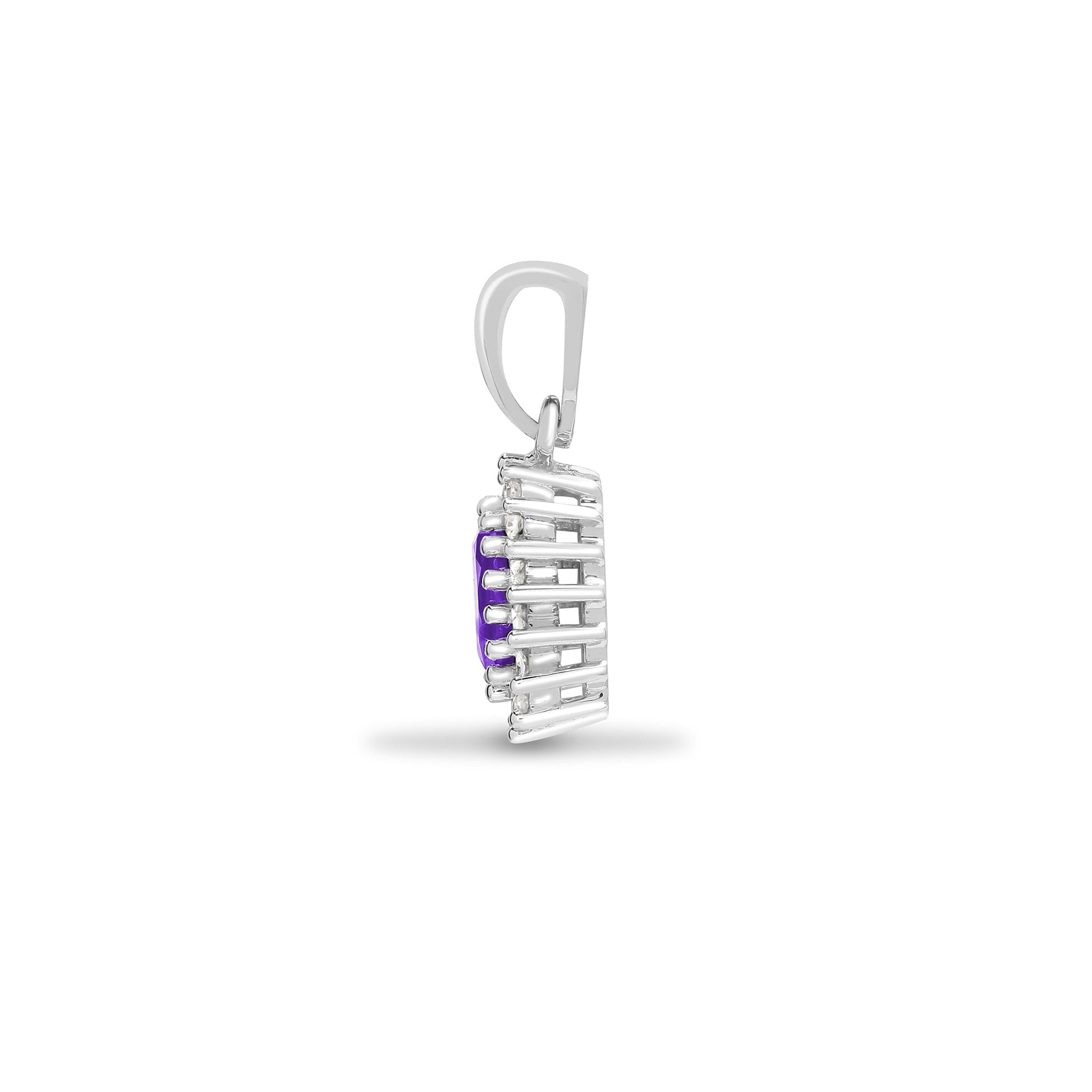 9ct White Gold 12pts Diamond and Amethyst Pendant