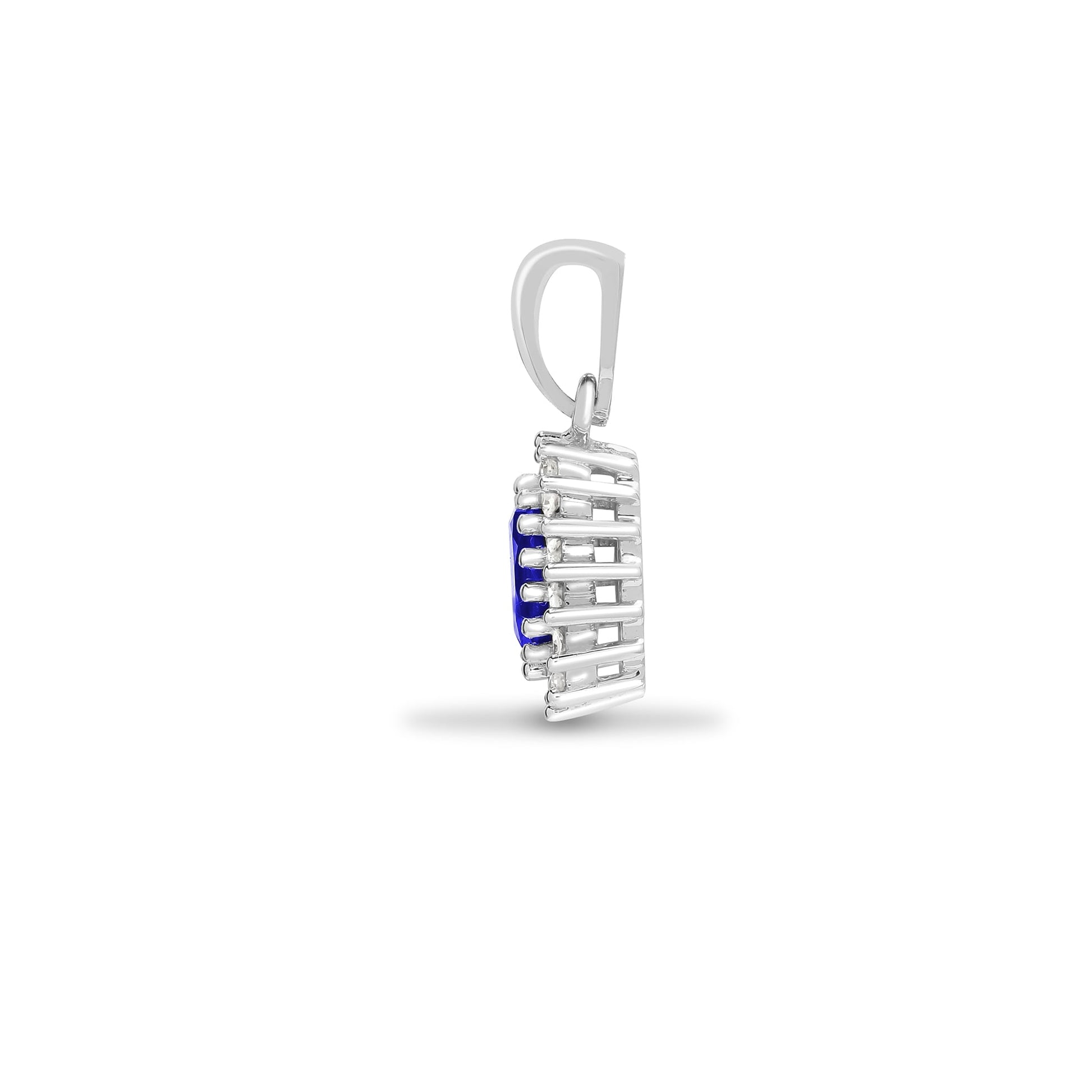 9ct White Gold 12pts Diamond and Tanzanite Pendant