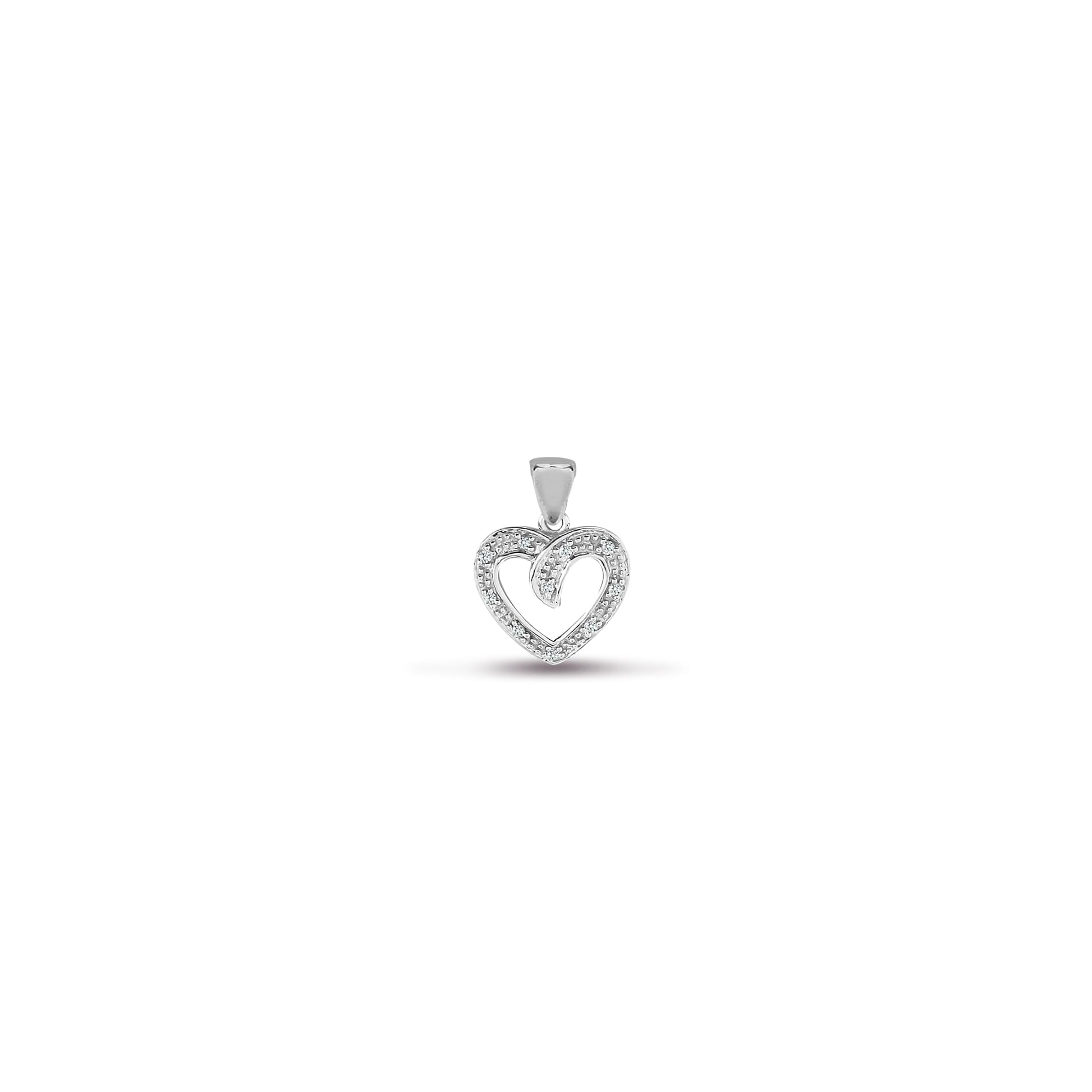 9ct White 5pts Diamond Heart Pendant