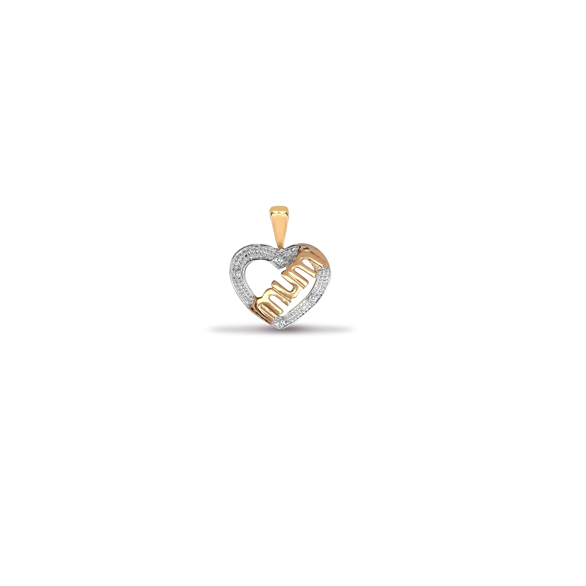 9ct Yellow 2pts Diamond Heart/Mum Pendant