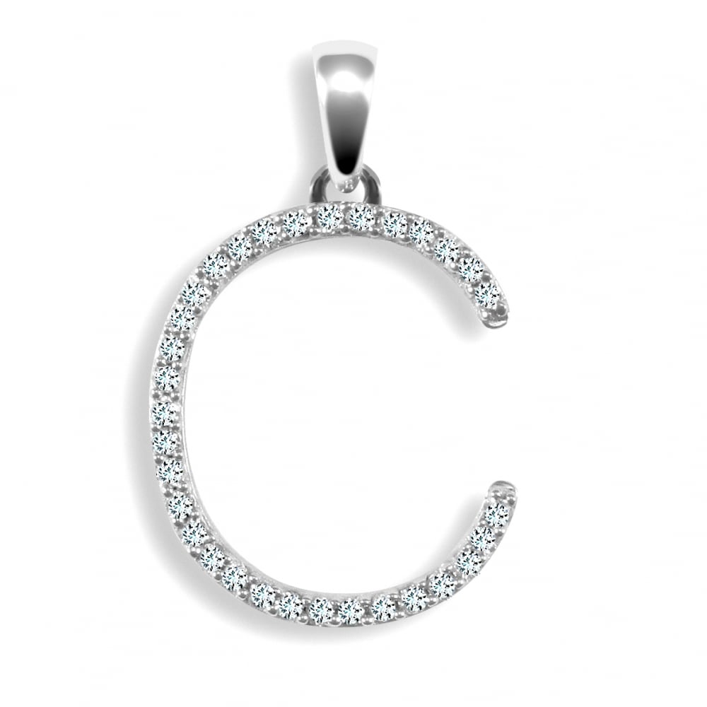 9ct White 0.16ct Diamond initial 'C' pendant