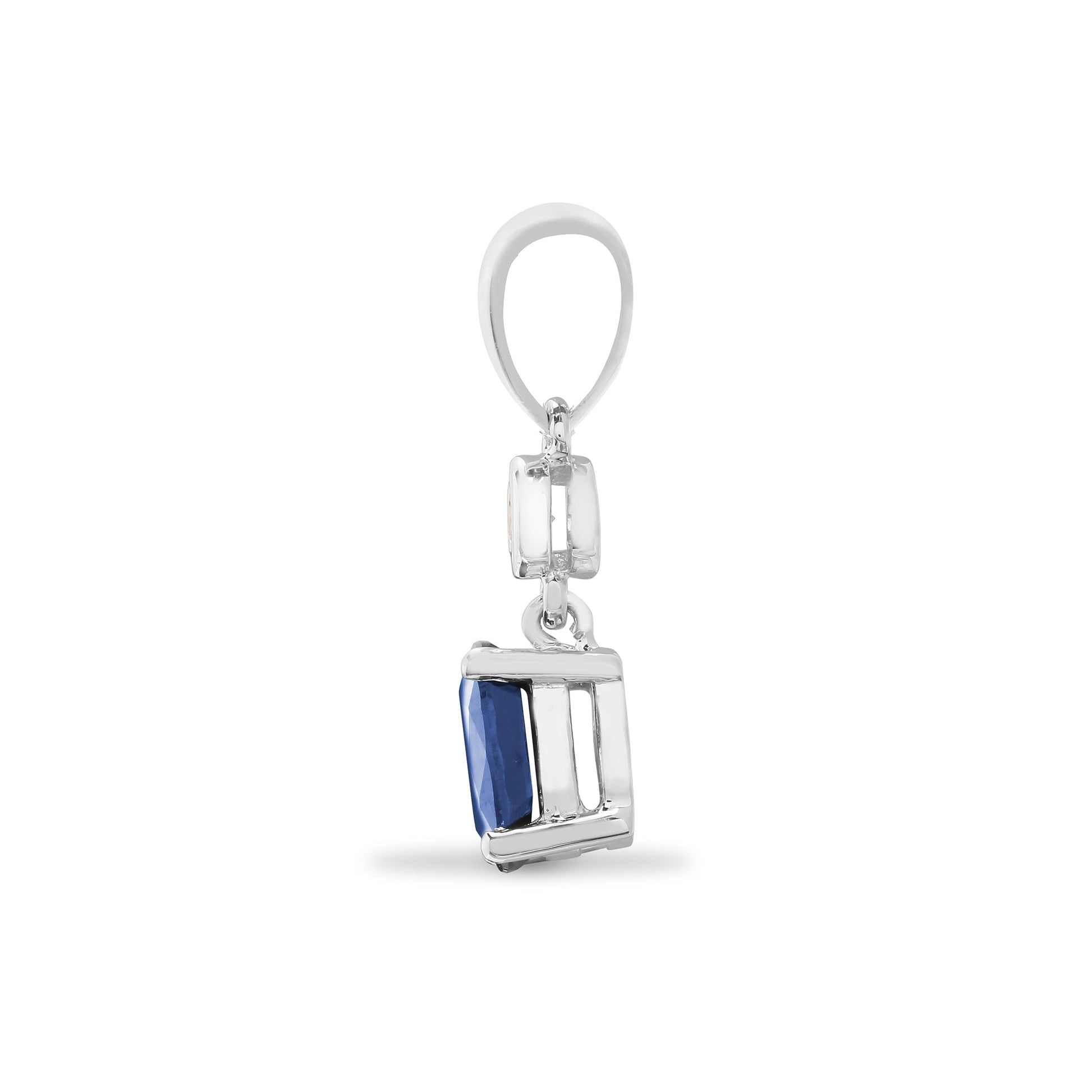 9ct White Diamond-4pts Sapphire-65pts Drop Pendant