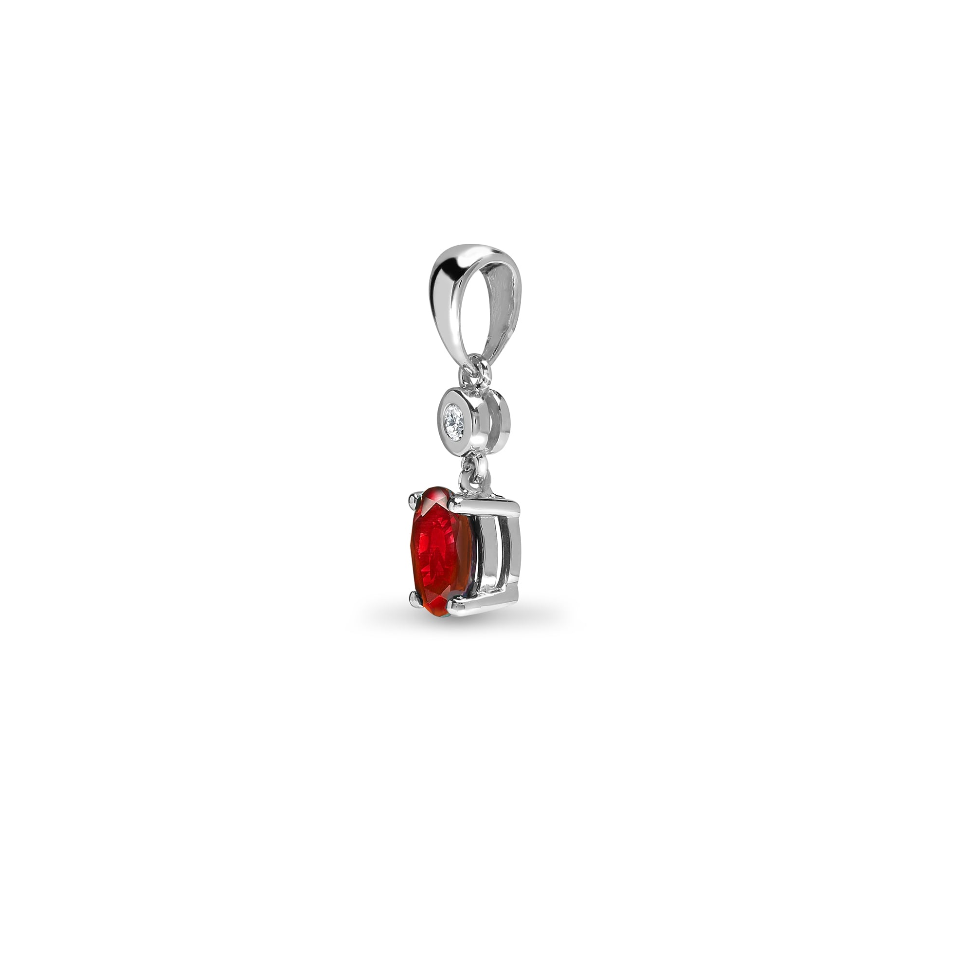 9ct White Dia-4pts Ruby-63pts Drop Pendant rb