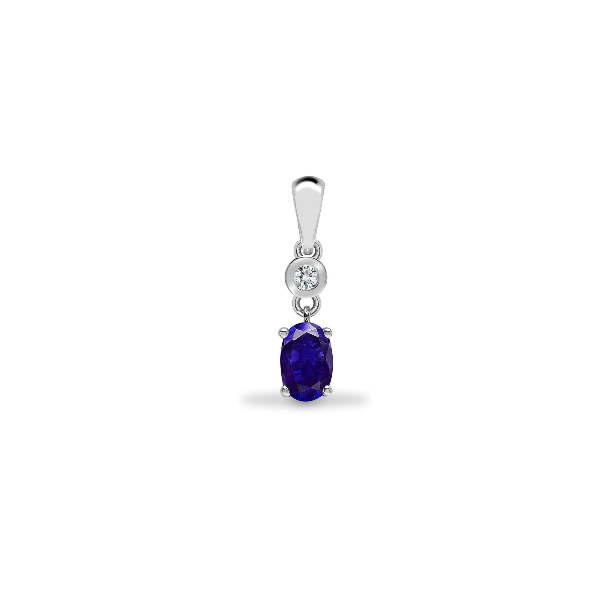 9ct White Dia-4pts Tanzanite-37pts Drop Pendant