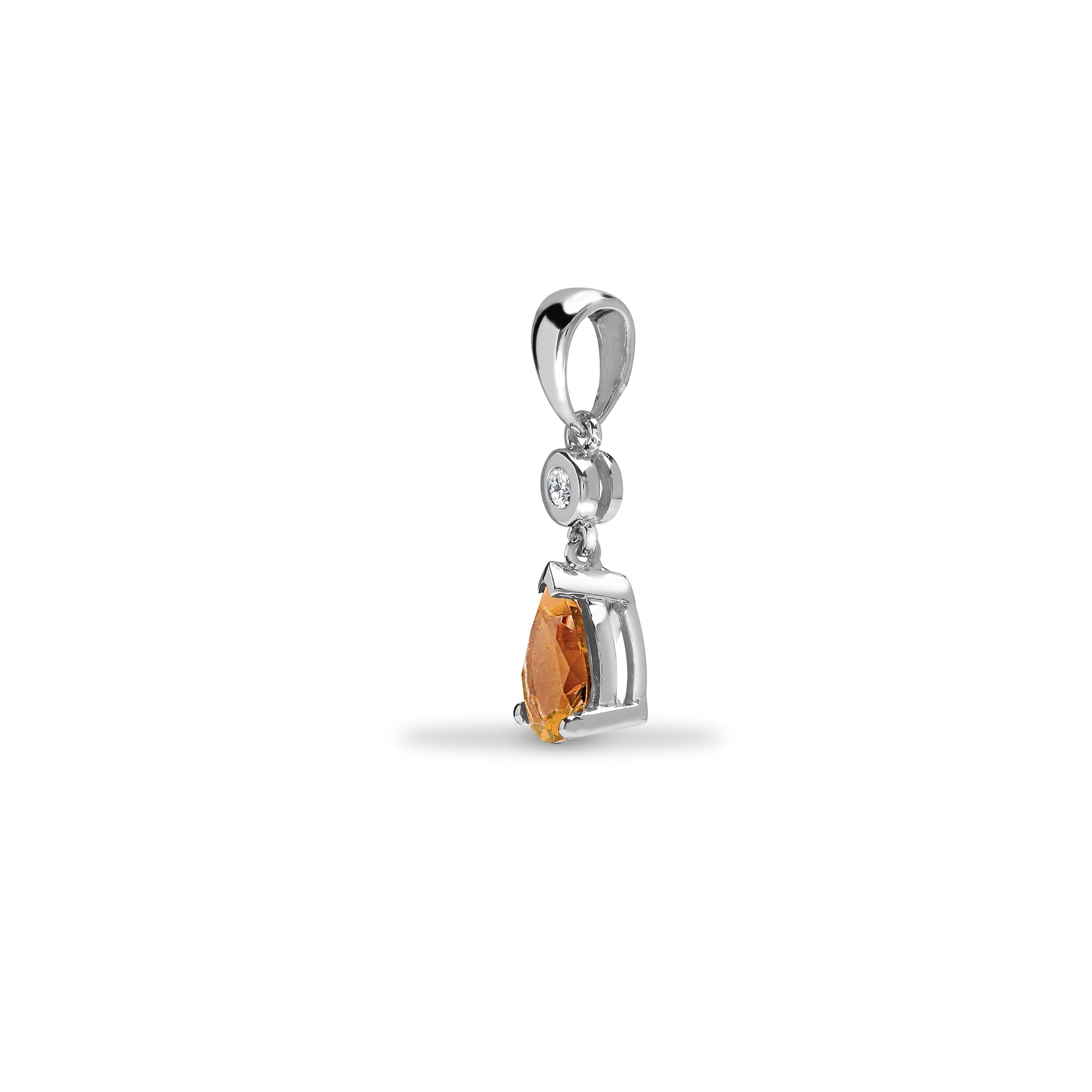 9ct White Diamond-4pts Morganite-70pts Drop Pendant