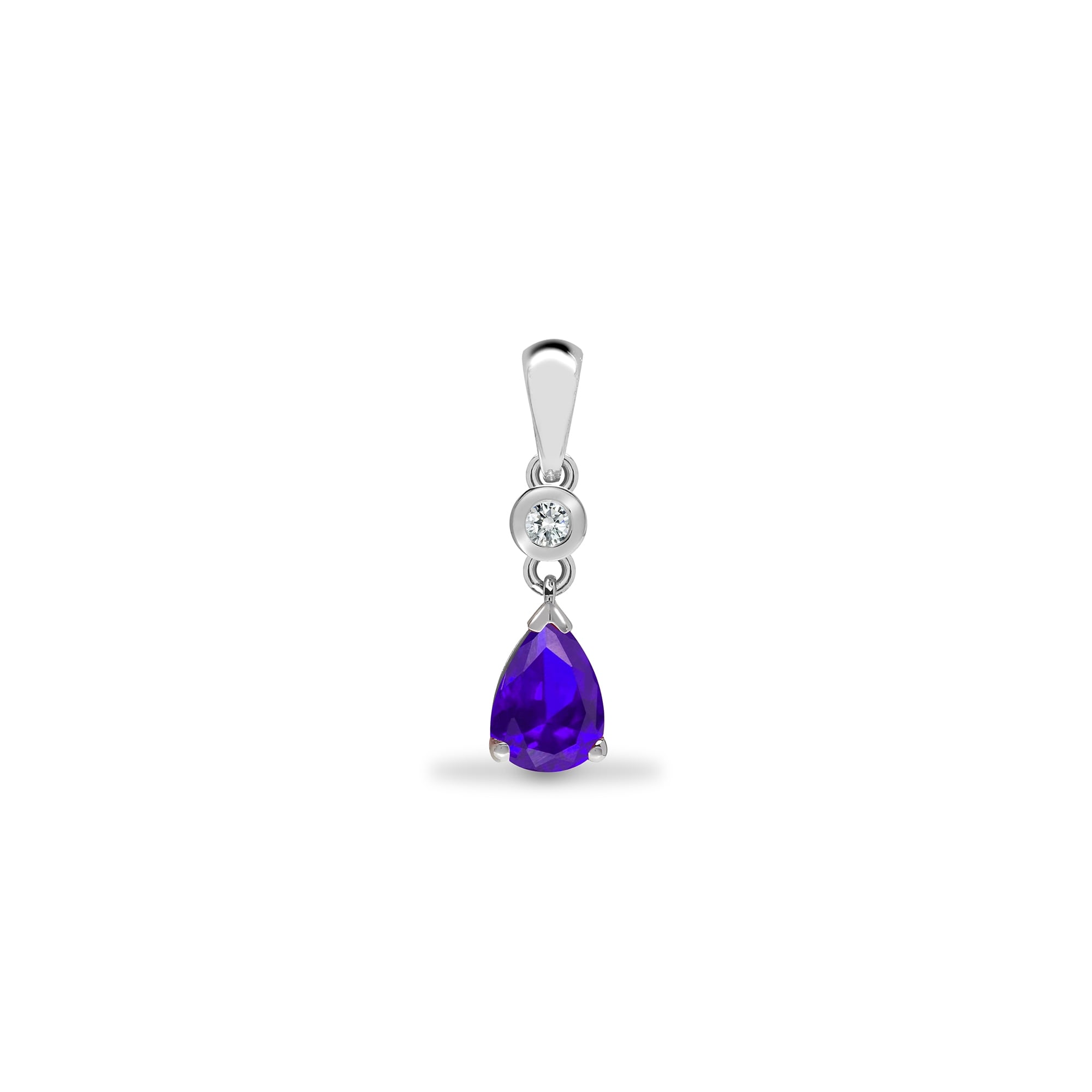 9ct White Diamond-4pts Tanzanite-60pts Drop Pendant