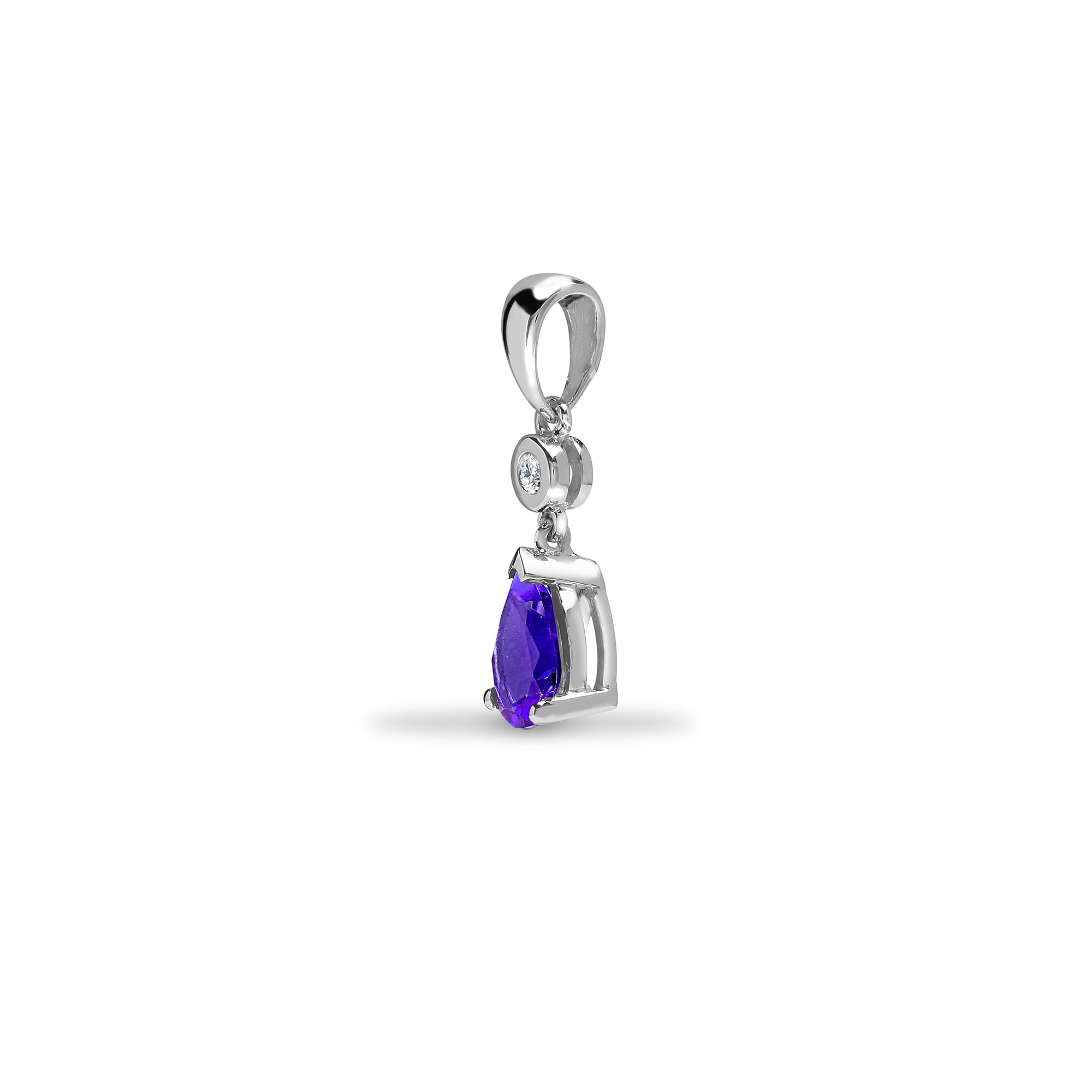 9ct White Diamond-4pts Tanzanite-60pts Drop Pendant