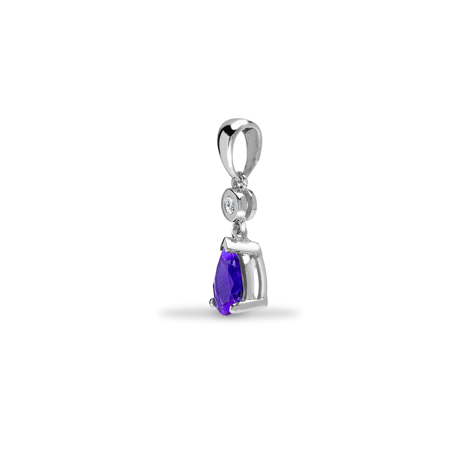 9ct White Diamond-4pts Tanzanite-60pts Drop Pendant