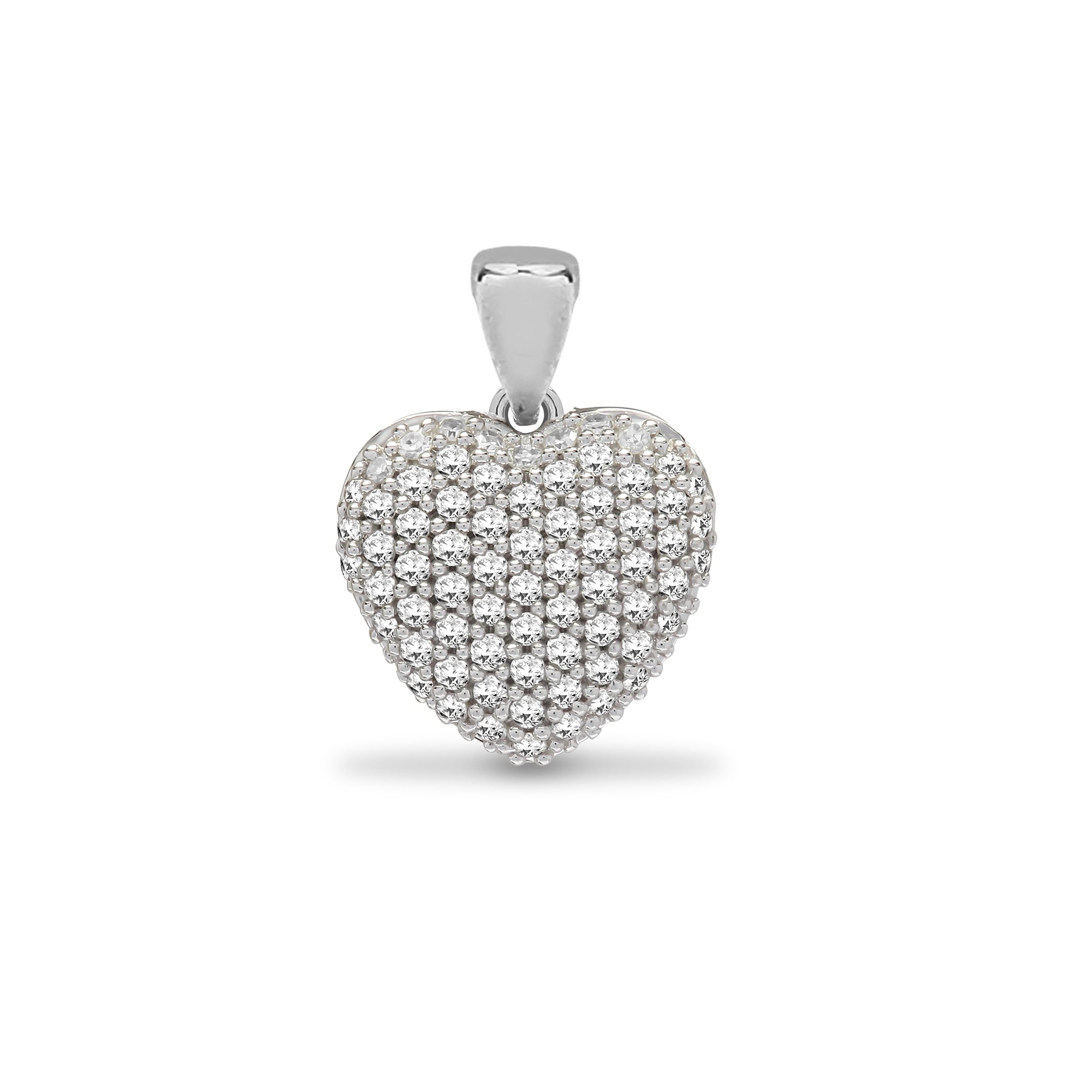 9ct White 0.25ct Pave Set Diamond Heart