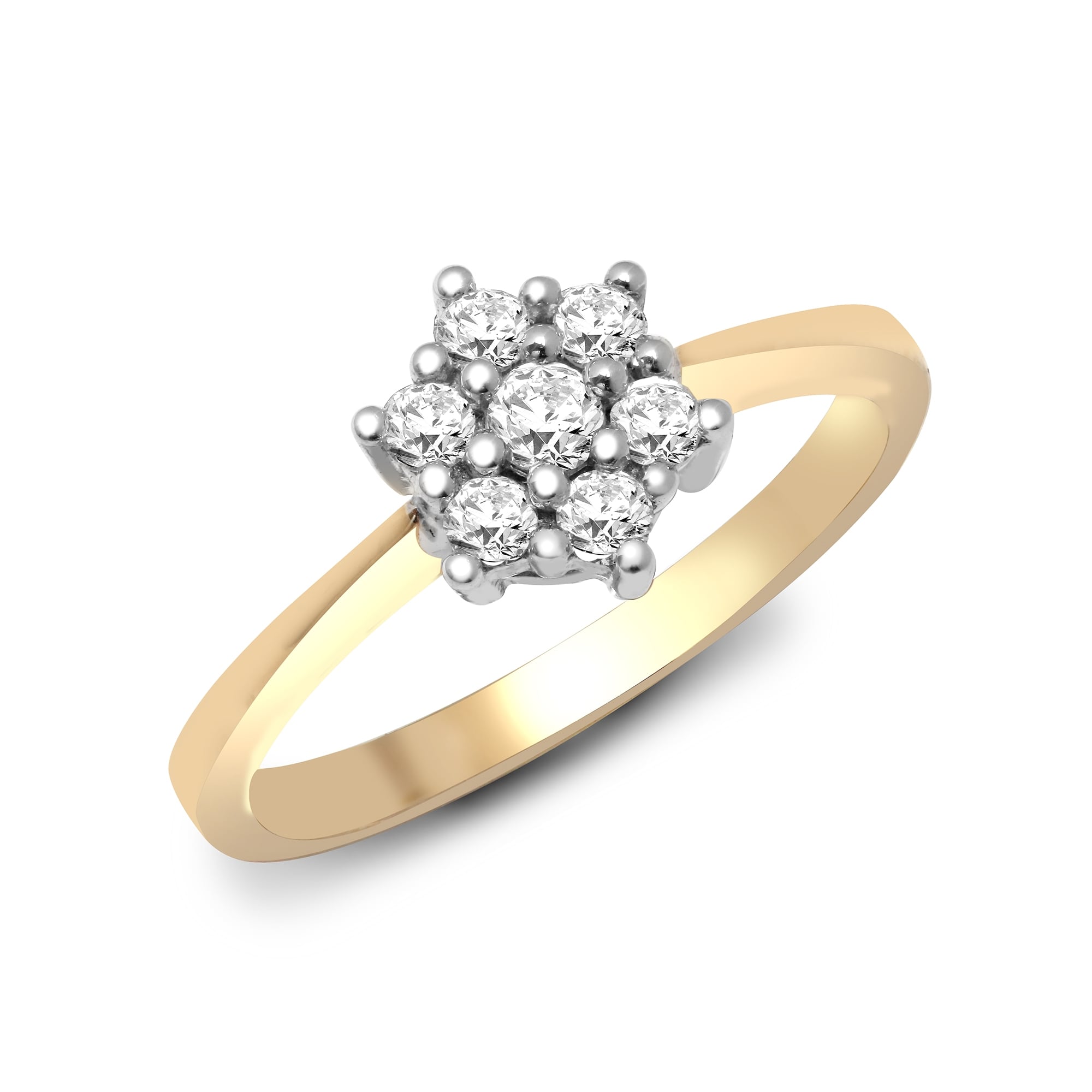 9ct Yellow Gold 33pts 6 x 1 Cluster Ring