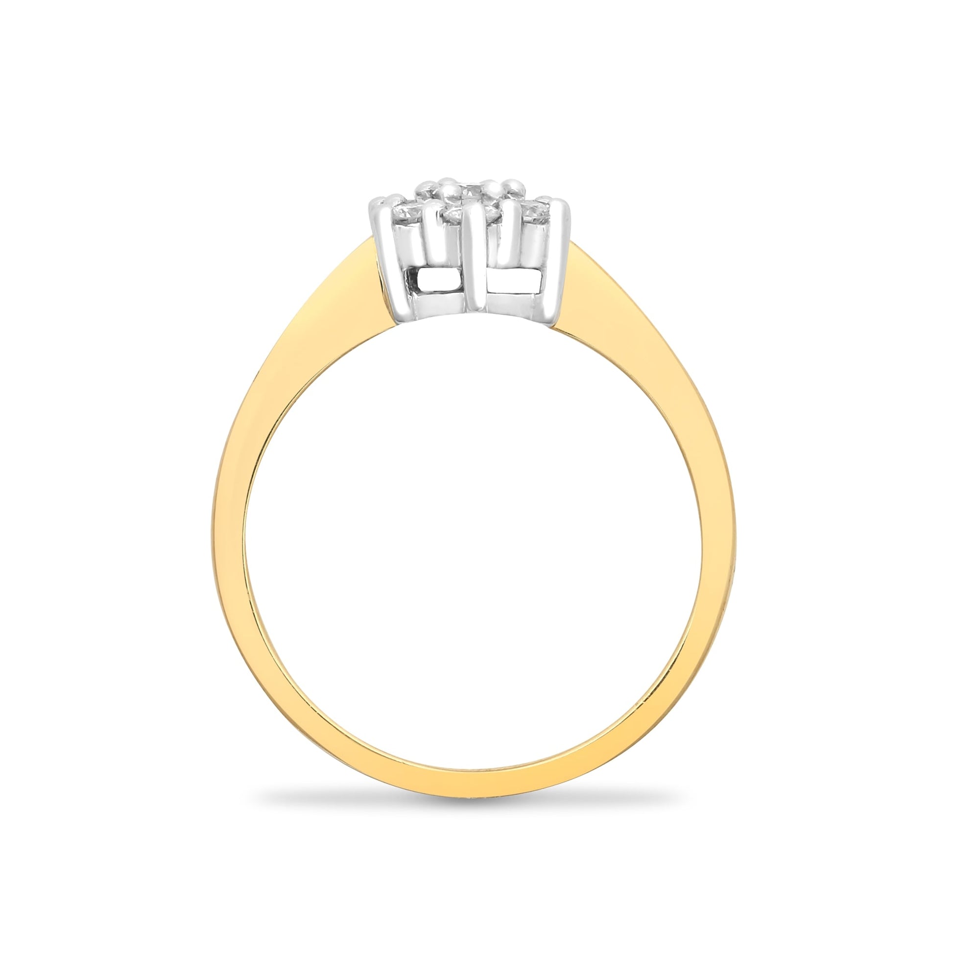9ct Yellow Gold 33pts 6 x 1 Cluster Ring